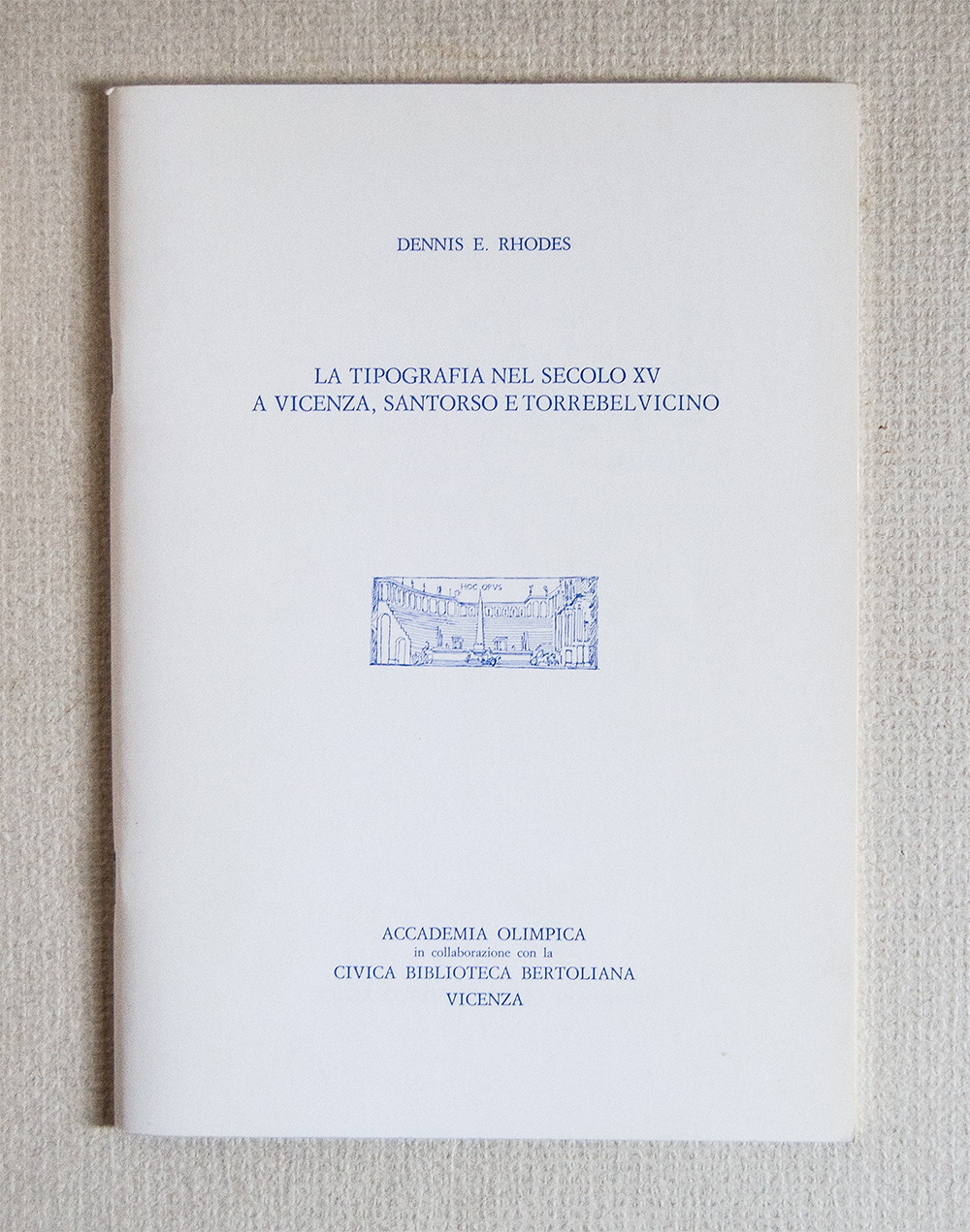 La Tipografia nel Secolo XV a Vicenza, Santorso e Torrebelvicino