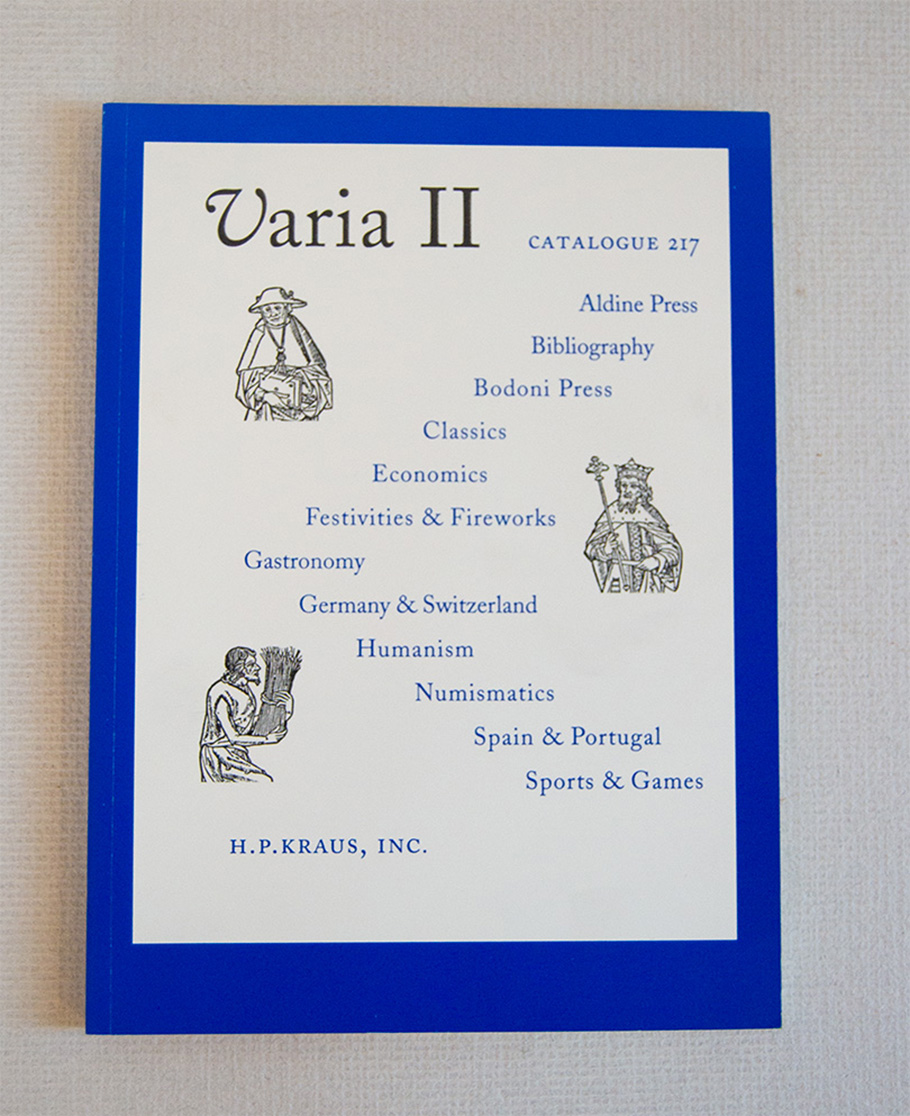 Varia II. Aldine Press, Bibliography, Bodoni Press, Classics, Economics, Festivities …