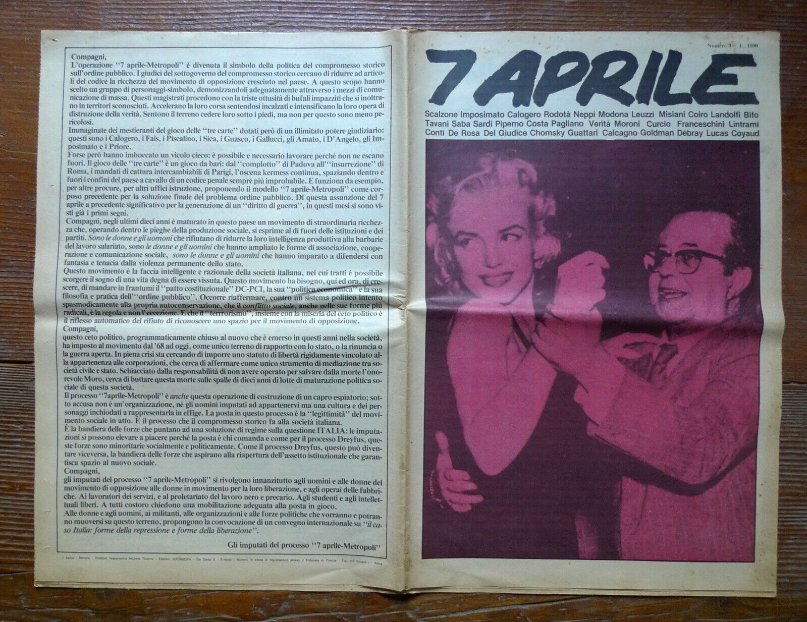 7 APRILE 4 1979[storia Autonomia,movimento,Piperno,Scalzone,Curcio,Bifo,Guattari