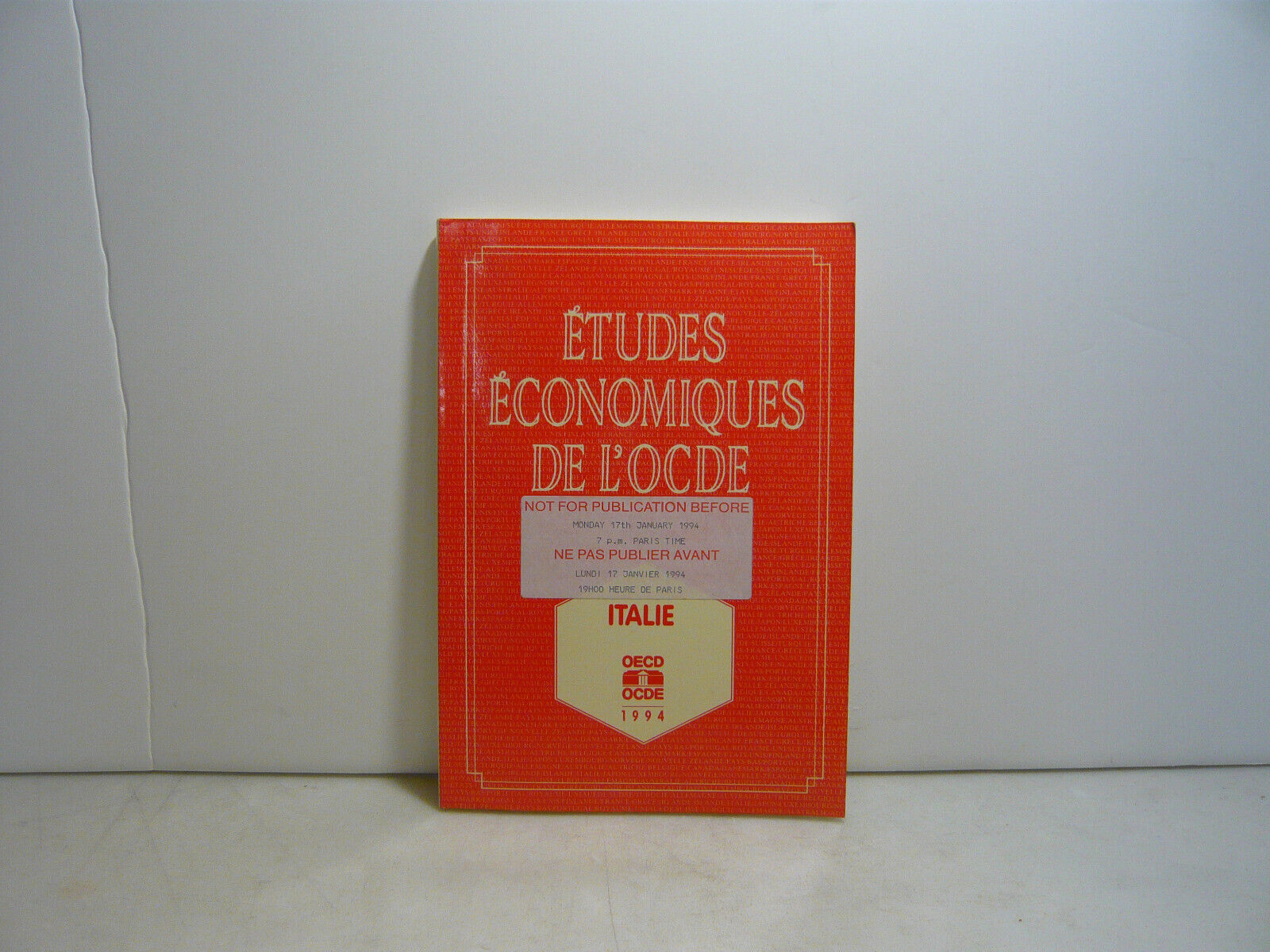 AA.VV.,ETUDES ECONOMIQUES DE L'OCDE,Parigi,1994