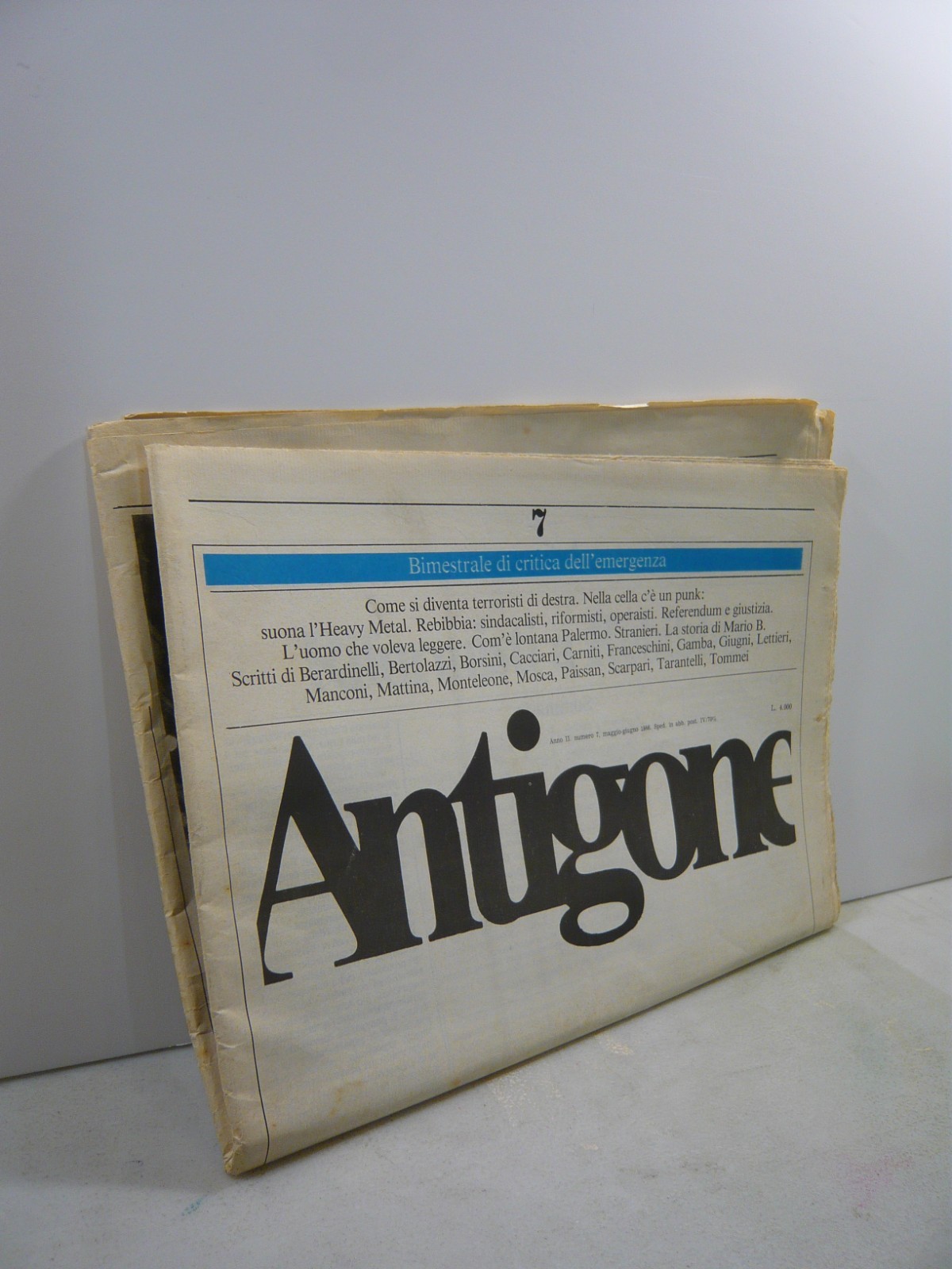 ANTIGONE N°7 Bimestrale di critica dell’emergenza,1986[carcere,lotta armata
