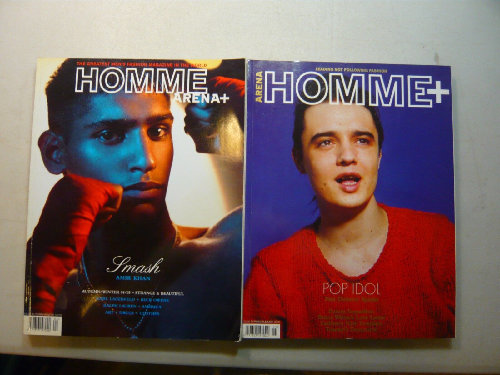ARENA HOMME PLUS magazine, 2 numeri 2004/2005[moda,Pete Doherty,Amir Khan