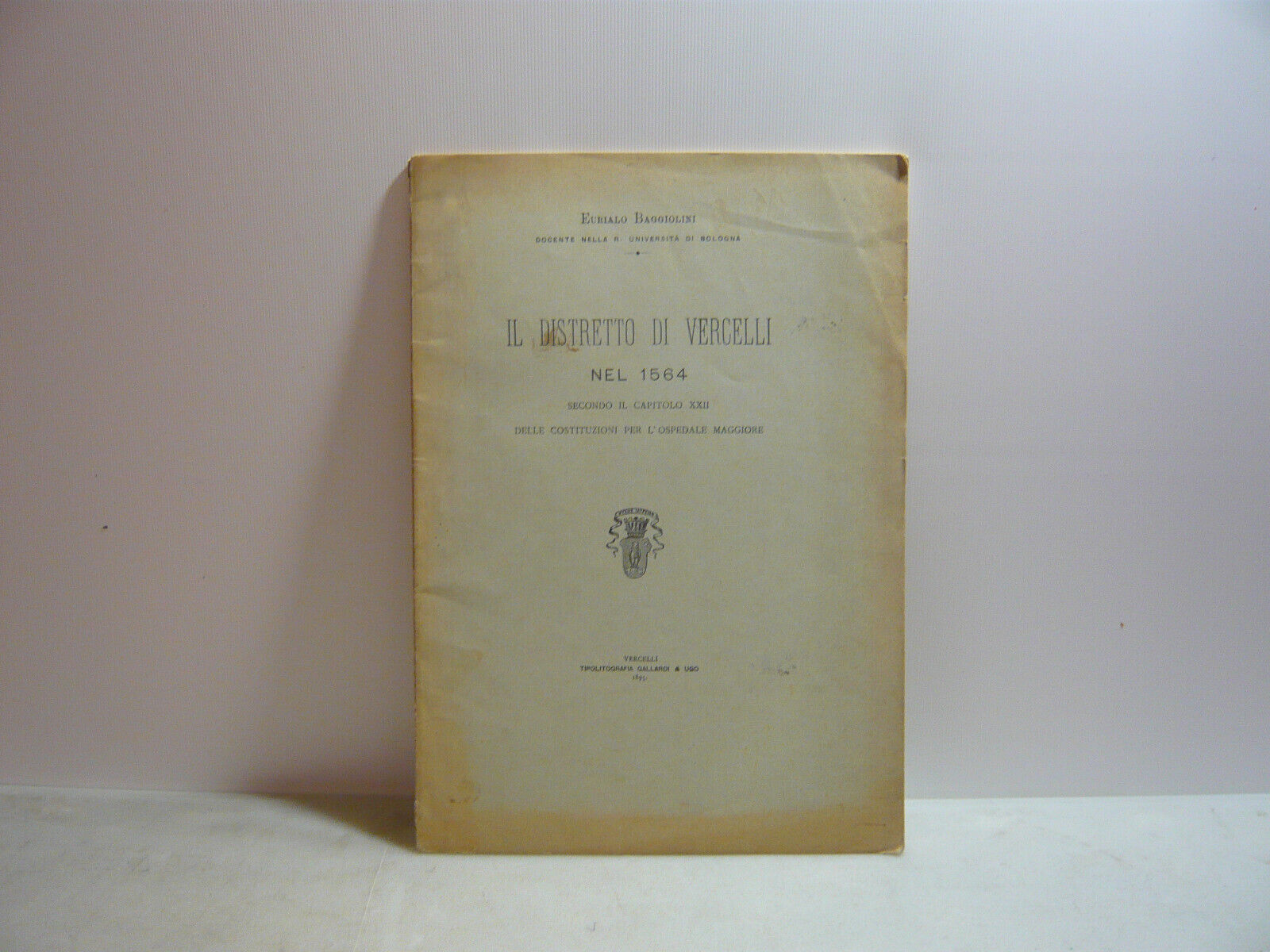 Baggiolini,IL DISTRETTO DI VERCELLI NEL 1564,Vercelli,1895
