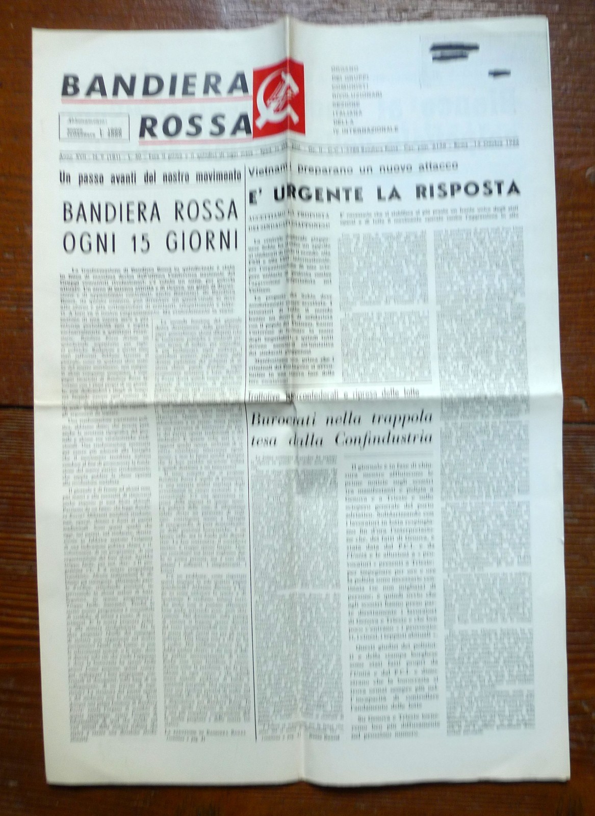 BANDIERA ROSSA n.9 1966.Organo dei Gruppi Comunisti Rivoluzionari[comunismo