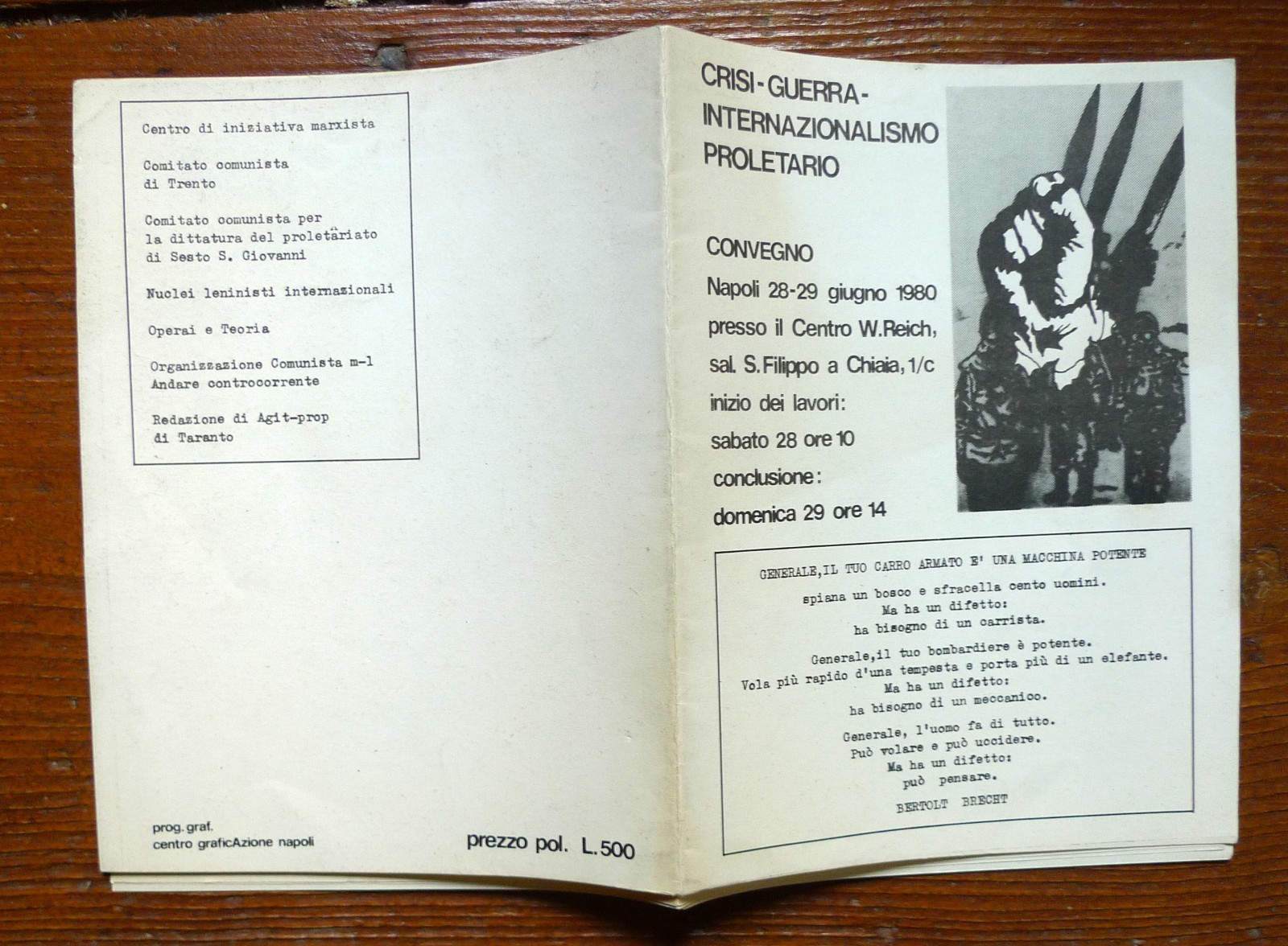 CRISI-GUERRA-INTERNAZIONALISMO PROLETARIO.CONVEGNO.Napoli 28-29 giugno 1980