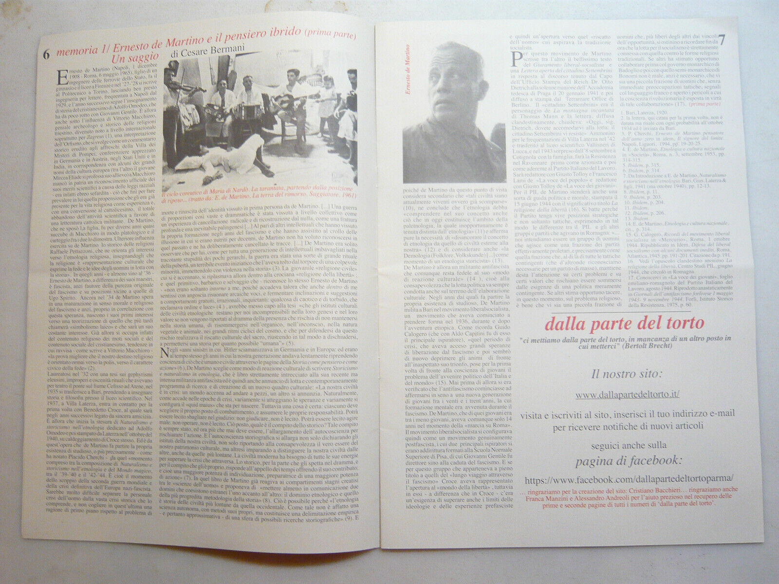 DALLA PARTE DEL TORTO,Parma, 2017-2021[rivista di politica,cultura,società