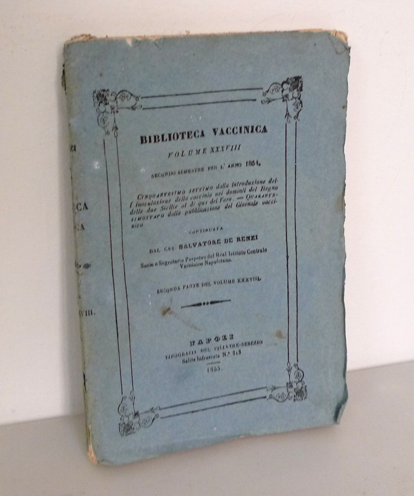 De Renzi,BIBLIOTECA VACCINICA,1855 Napoli[medicina,vaccini,vaiolo