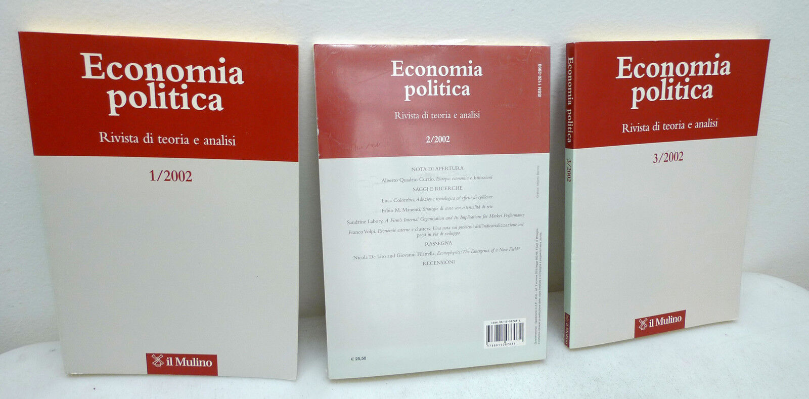 ECONOMIA POLITICA.Rivista di teoria e analisi 1/2/3 2002,Mulino[annata completa