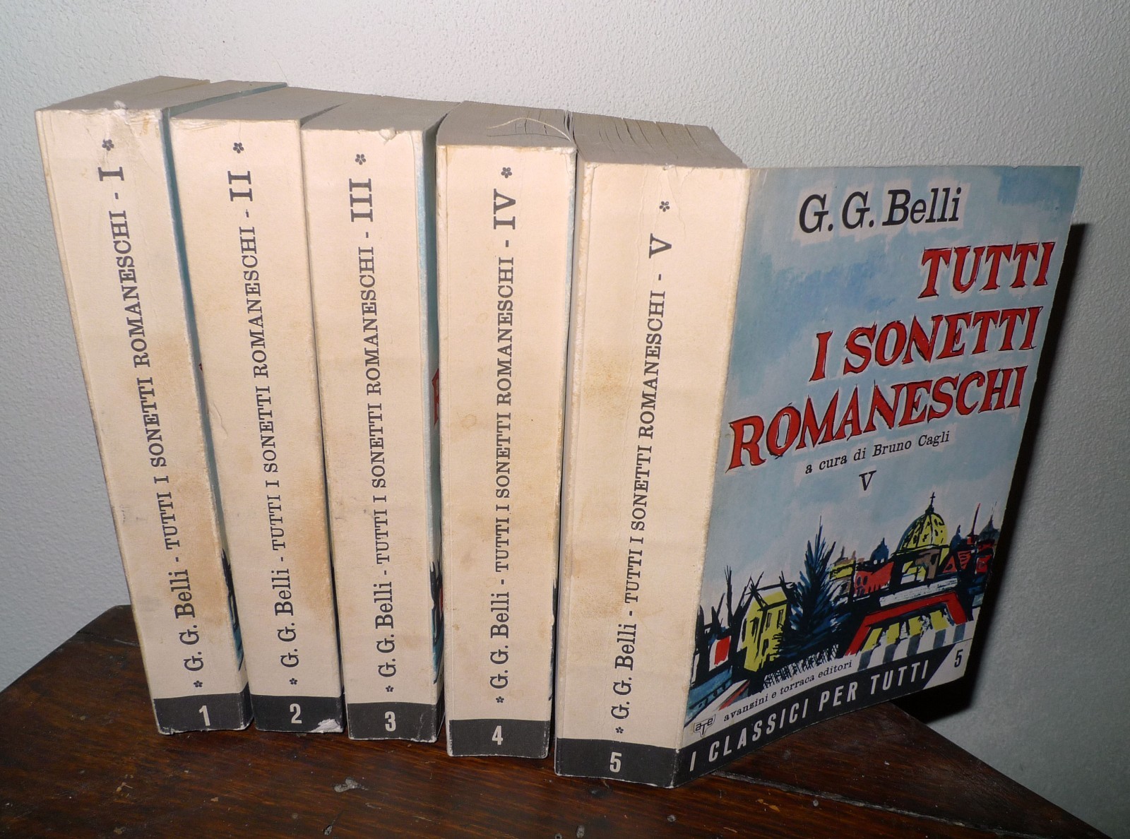 G.G.Belli,TUTTI I SONETTI ROMANESCHI.5 voll.1965 Avanzini e Torraca[cura B.Cagli