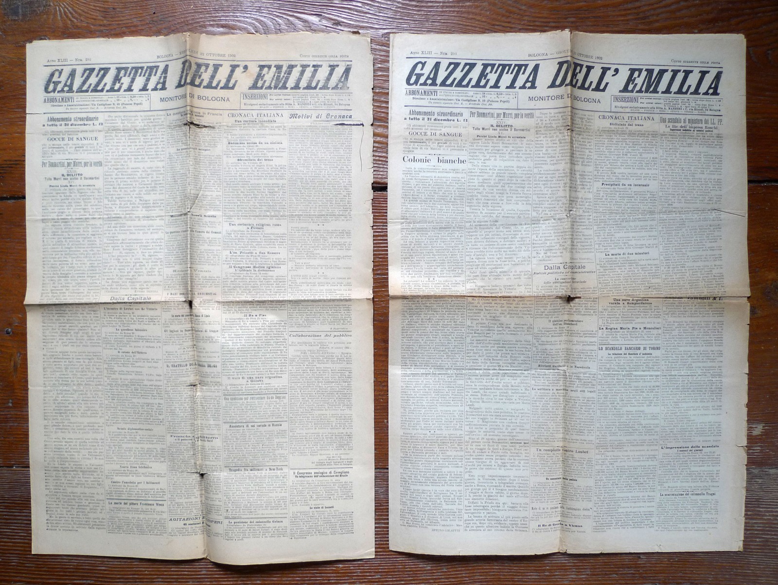 GAZZETTA DELL'EMILIA.MONITORE DI BOLOGNA 22/23 ottobre 1902[quotidiano,Dalmazia