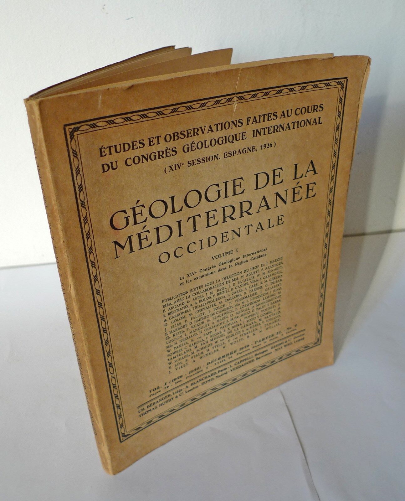 GEOLOGIE DE LA MEDITERRANEE OCCIDENTALE.Region Catalane,1929[geologia,Catalogna
