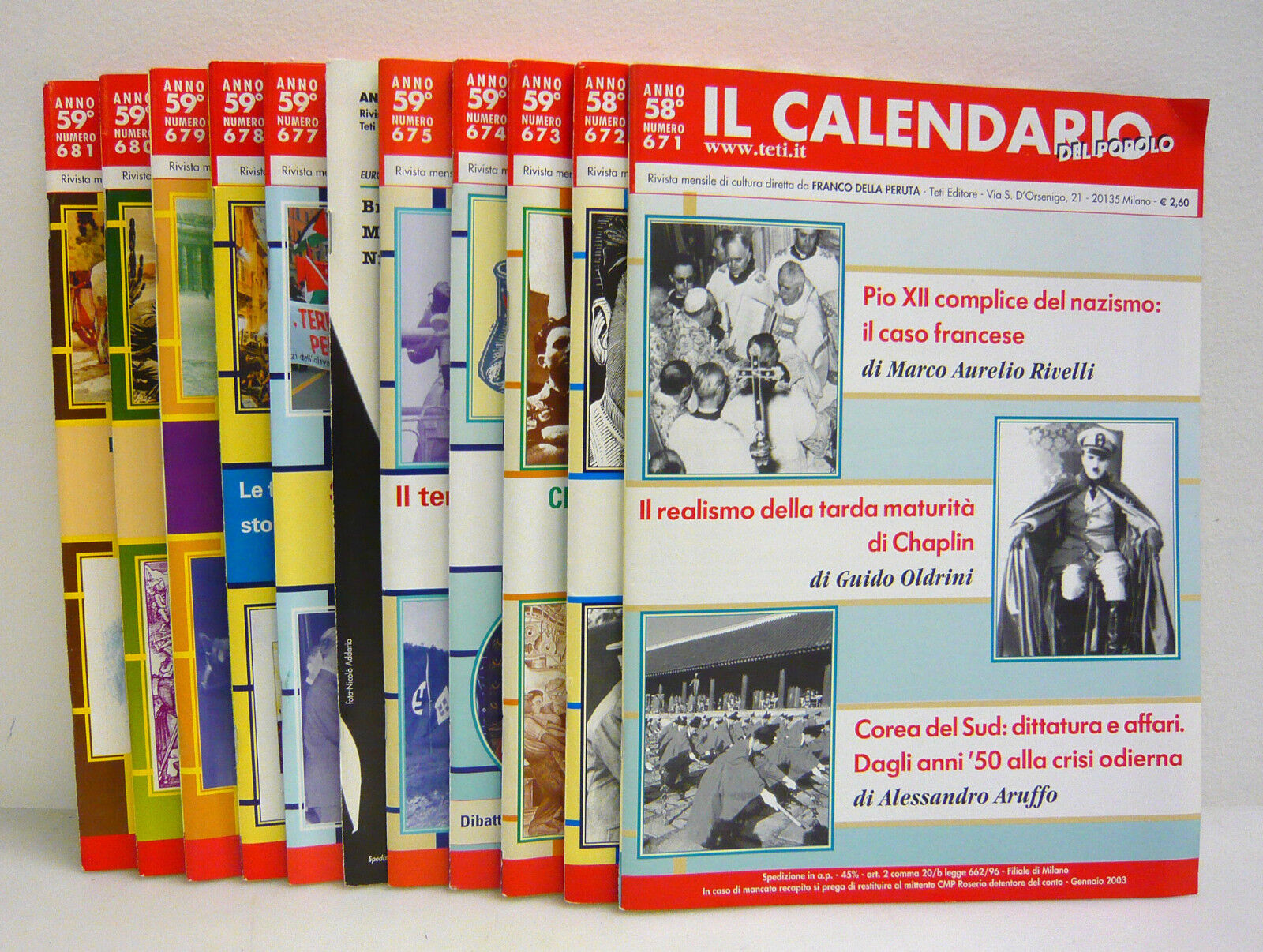 IL CALENDARIO DEL POPOLO.Rivista di cultura,2003 annata completa