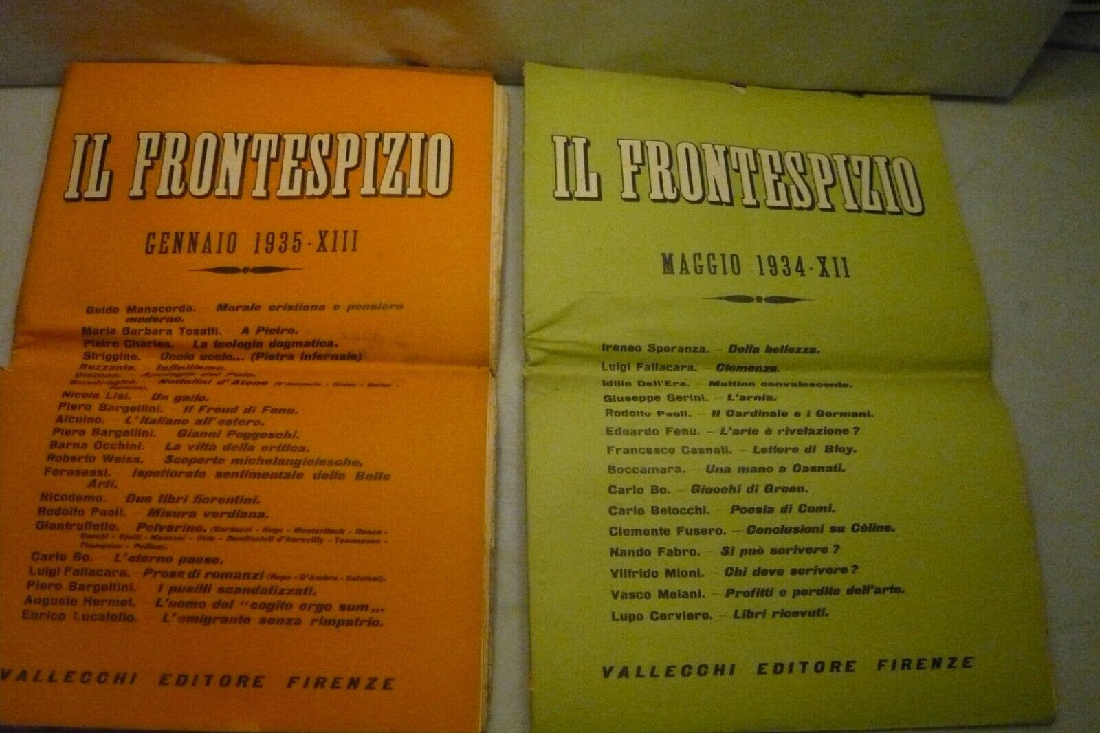 IL FRONTESPIZIO.Rivista letteraria, Vallecchi Editore, Firenze, 1934/1935