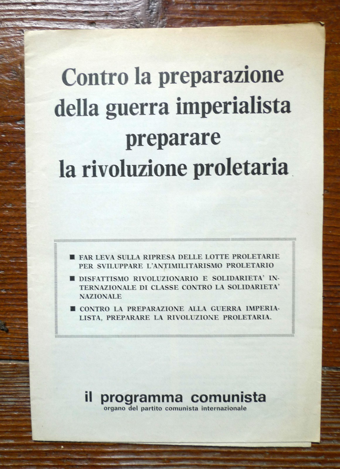 Il Programma Comunista,CONTRO LA PREPARAZIONE DELLA GUERRA IMPERIALISTA,1981