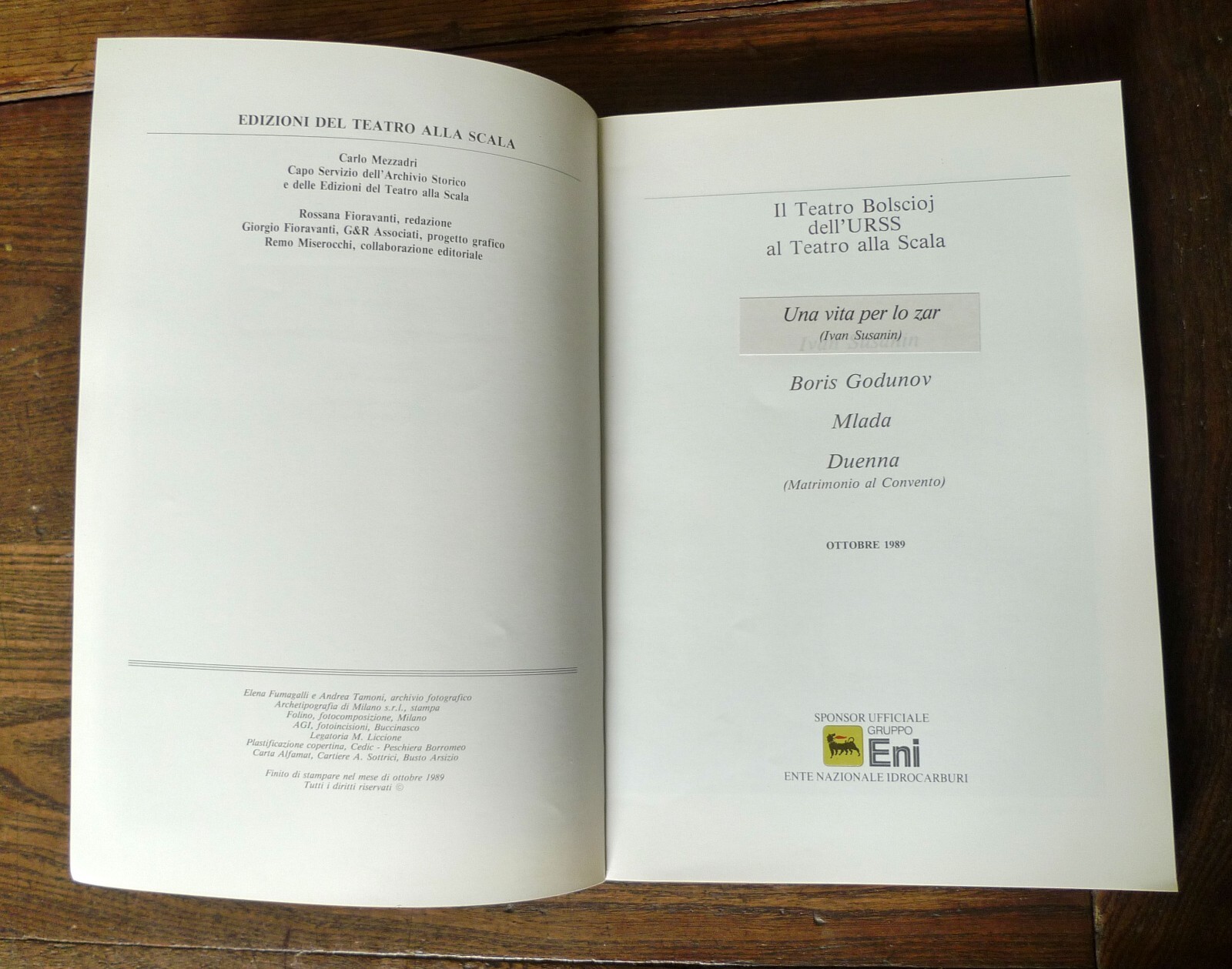 IL TEATRO BOLSCIOJ DELL'URSS AL TEATRO ALLA SCALA,1989[opera lirica,Musorgskij