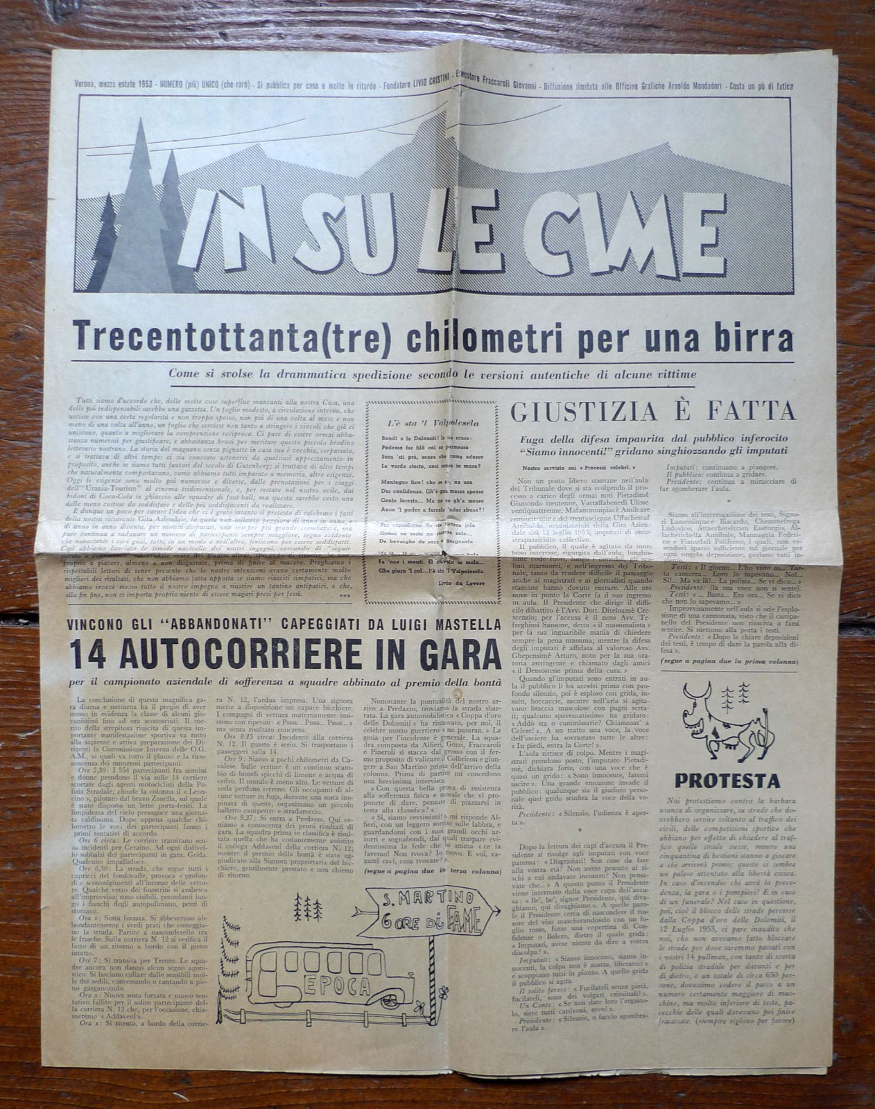 IN SU LE CIME.NUMERO UNICO,1953 Verona,Off.Grafiche Arnoldo Mondadori[satira
