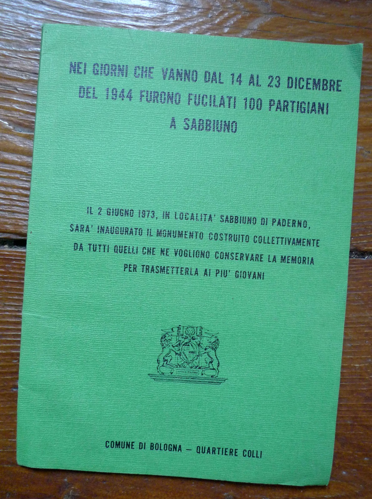 INAUGURAZIONE MONUMENTO SABBIUNO,1973 Bologna[Resistenza,partigiani fucilati