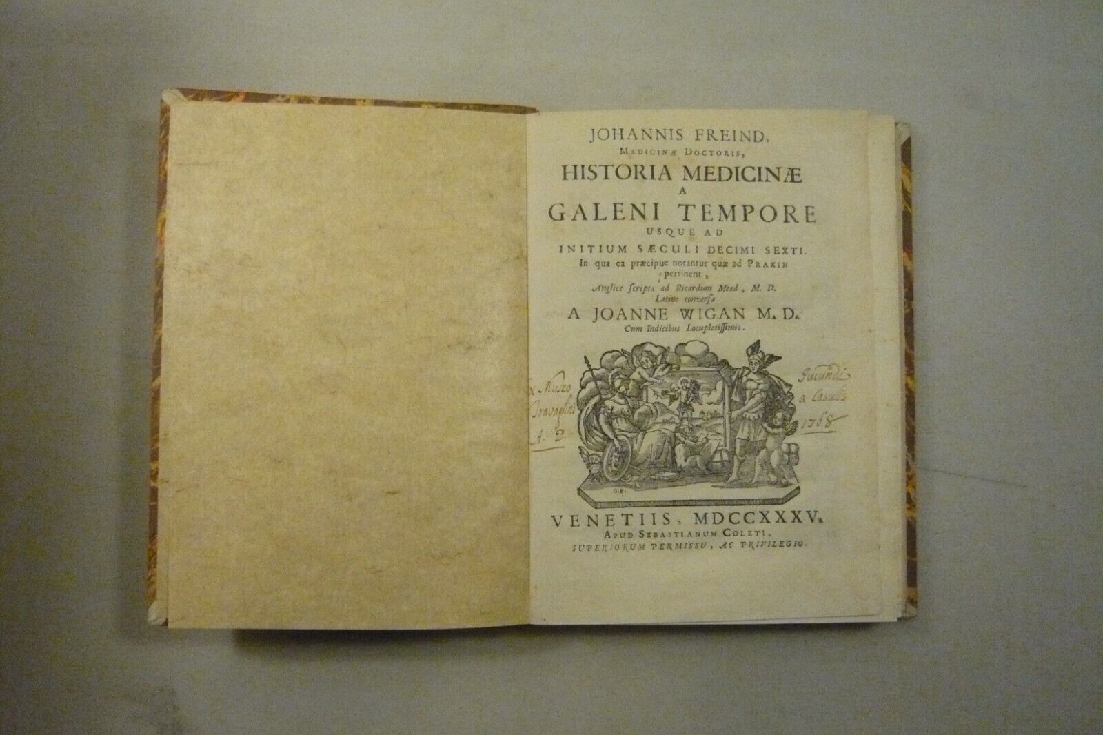 Johannis Freind,HISTORIA MEDICINAE A GALENI TEMPORE, Coleti,Venezia 1735