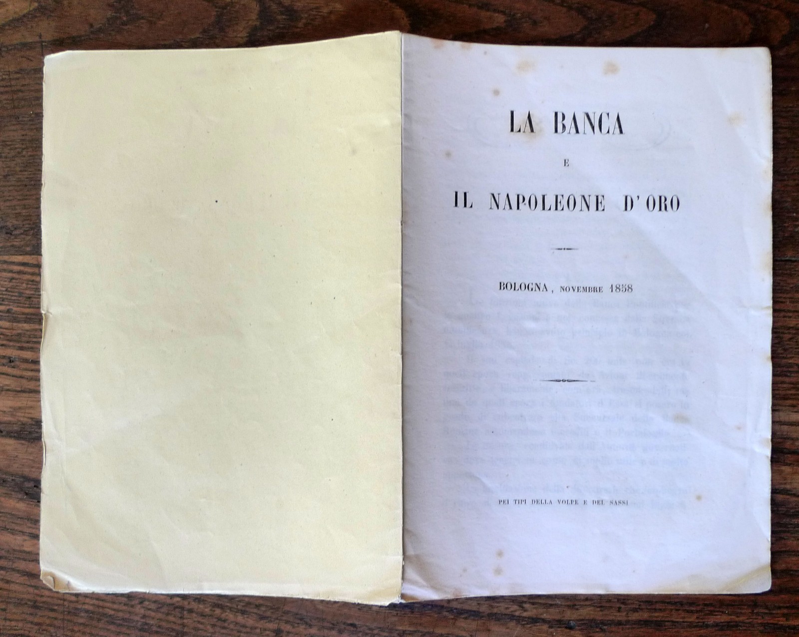 LA BANCA E IL NAPOLEONE D'ORO,1858 Bologna[delle Quattro Legazioni,storia
