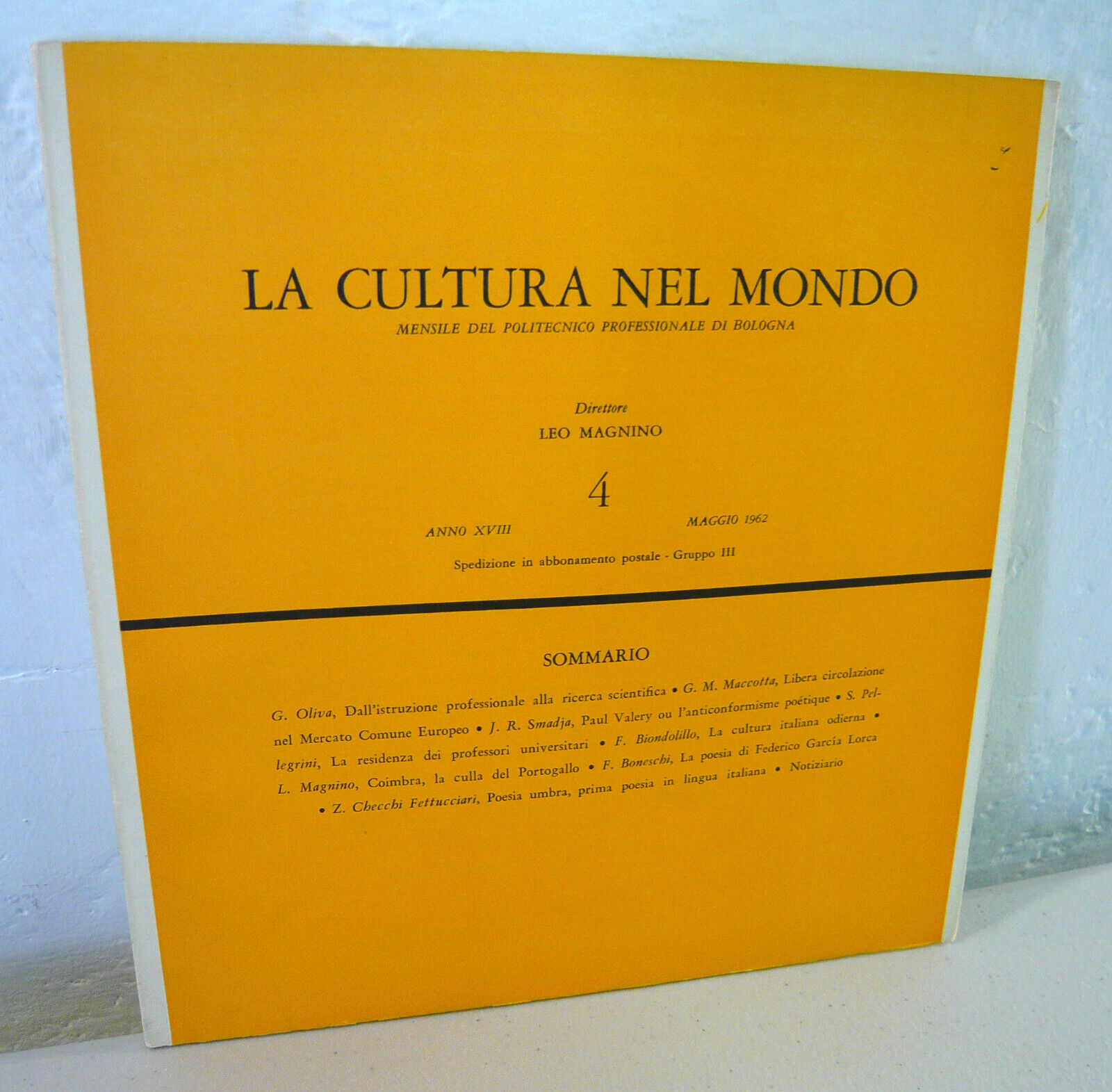 LA CULTURA NEL MONDO n.4 1962.Mensile del Politecnico Professionale di …