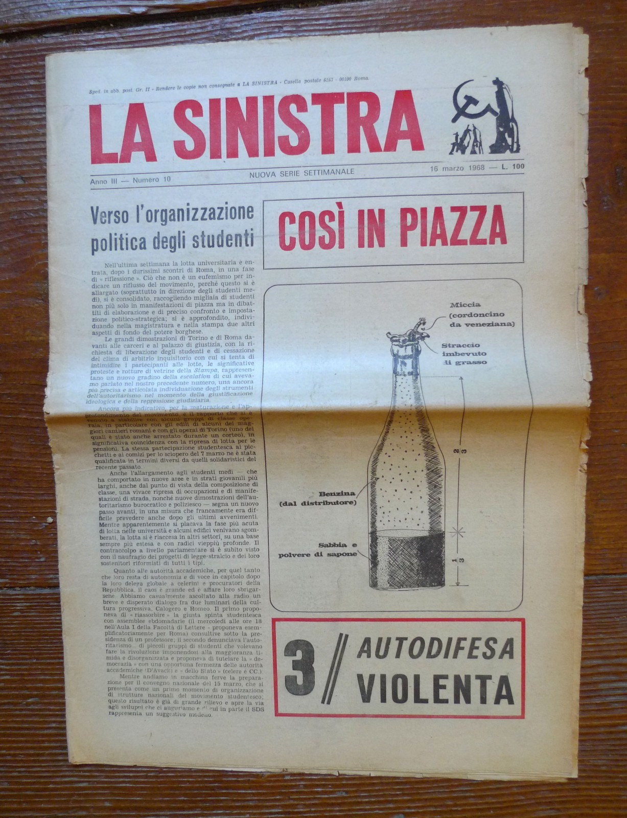 LA SINISTRA Nuova Serie Ann.III n.10 16 Mar.1968[rivista,comunismo,Corvisieri