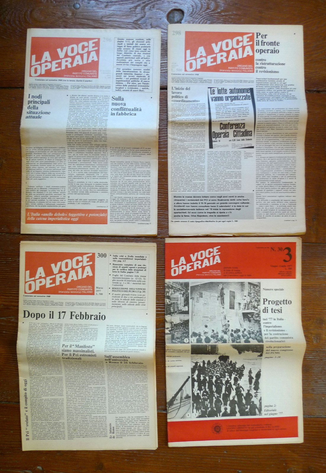 LA VOCE OPERAIA.1977-1978.ORGANO DEL PARTITO COMUNISTA(m-l)ITALIANO