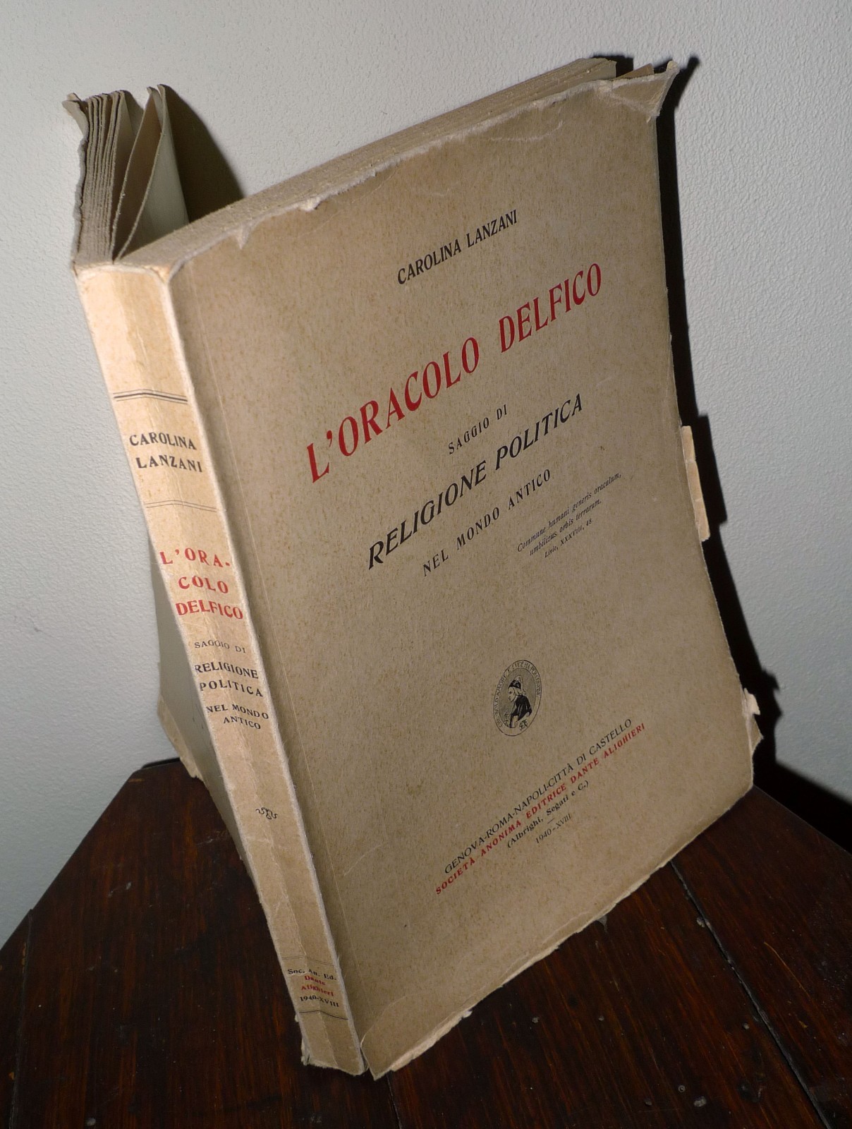 Lanzani,L'ORACOLO DELFICO.SAGGIO DI RELIGIONE POLITICA NEL MONDO ANTICO,1940