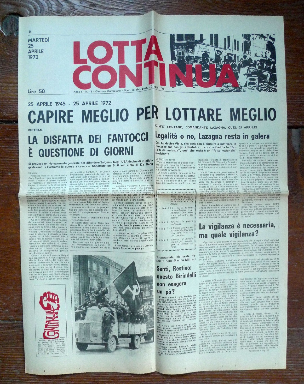 LOTTA CONTINUA Giornale Quotidiano Anno I-N.13 Martedì 25 Aprile 1972[comunismo