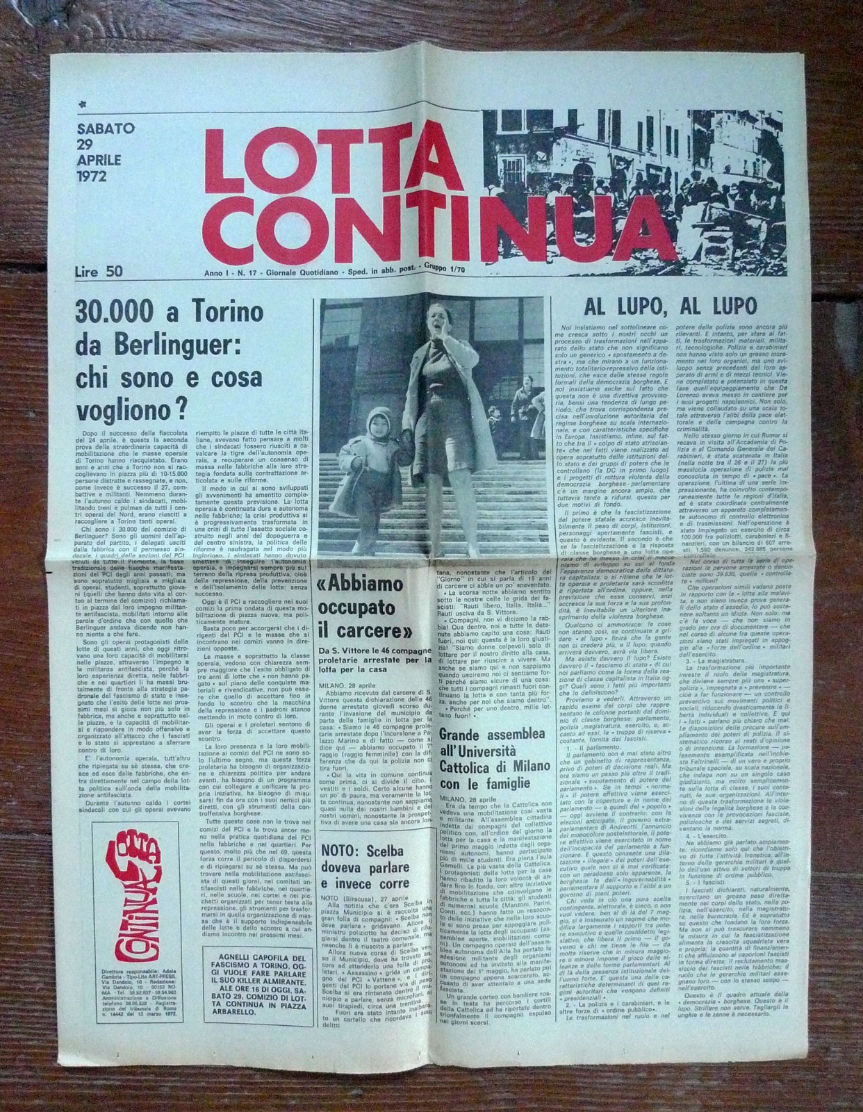 LOTTA CONTINUA Giornale Quotidiano Anno I-N.17 Sabato 29 Aprile 1972[comunismo