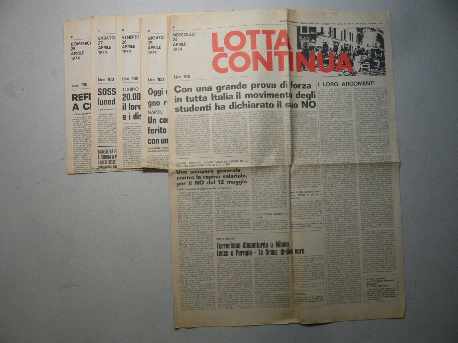 LOTTA CONTINUA.Giornale Quotidiano,Aprile 1974[contestazione,movimento