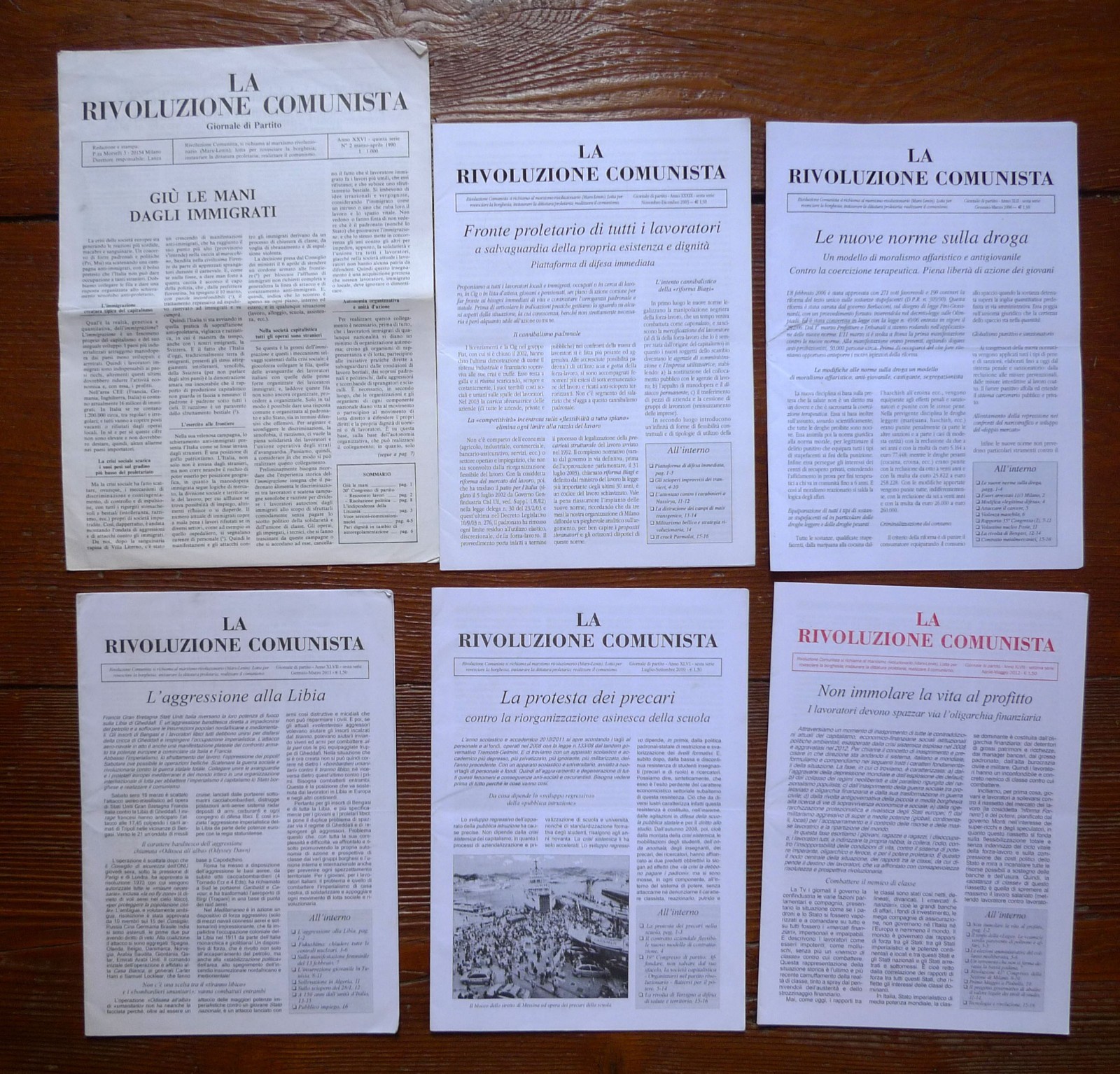 Lotto 16 numeri,LA RIVOLUZIONE COMUNISTA.GIORNALE DI PARTITO 1990-2021