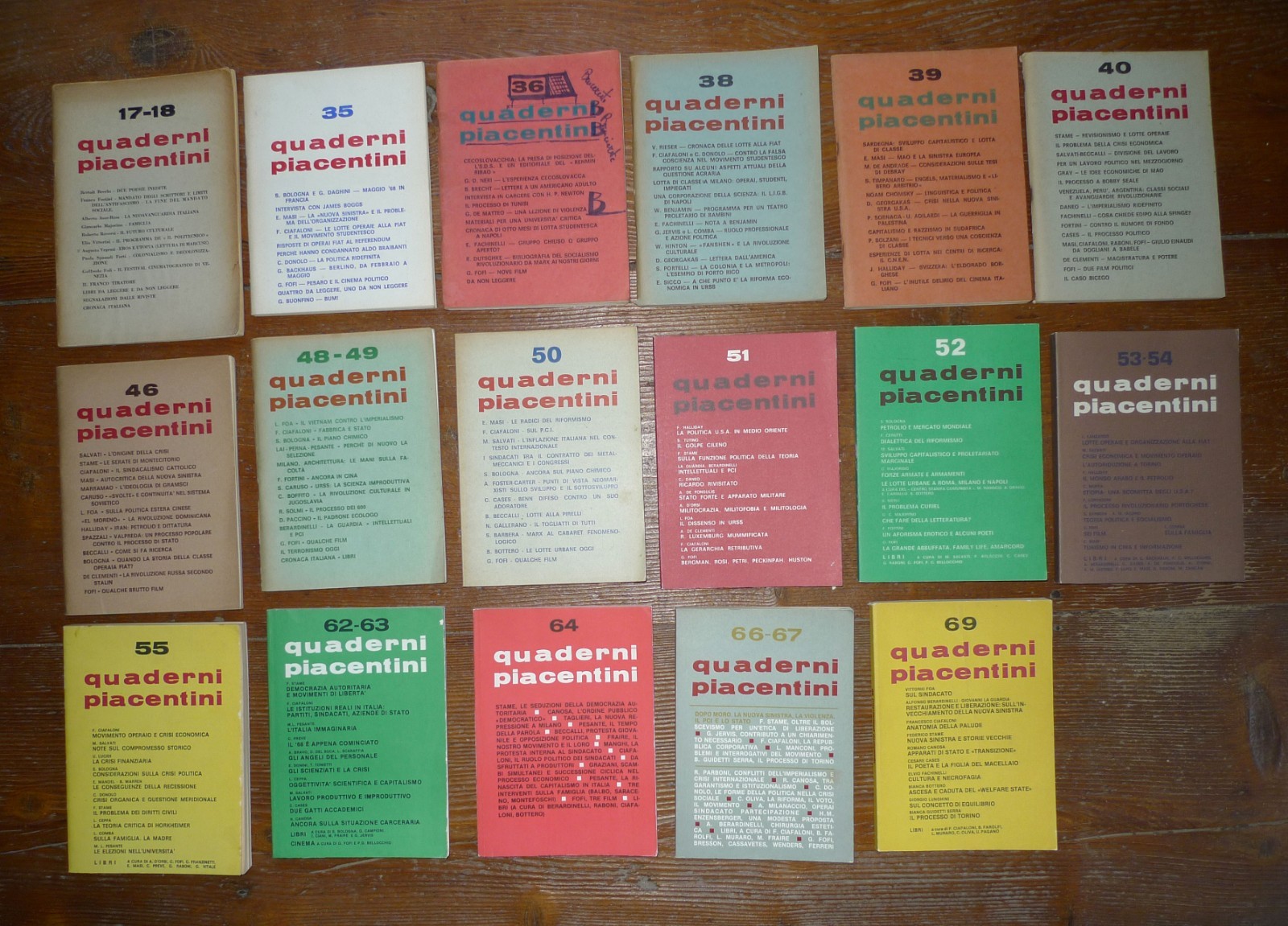 Lotto 17 QUADERNI PIACENTINI.Periodico bimestrale,1964-1978