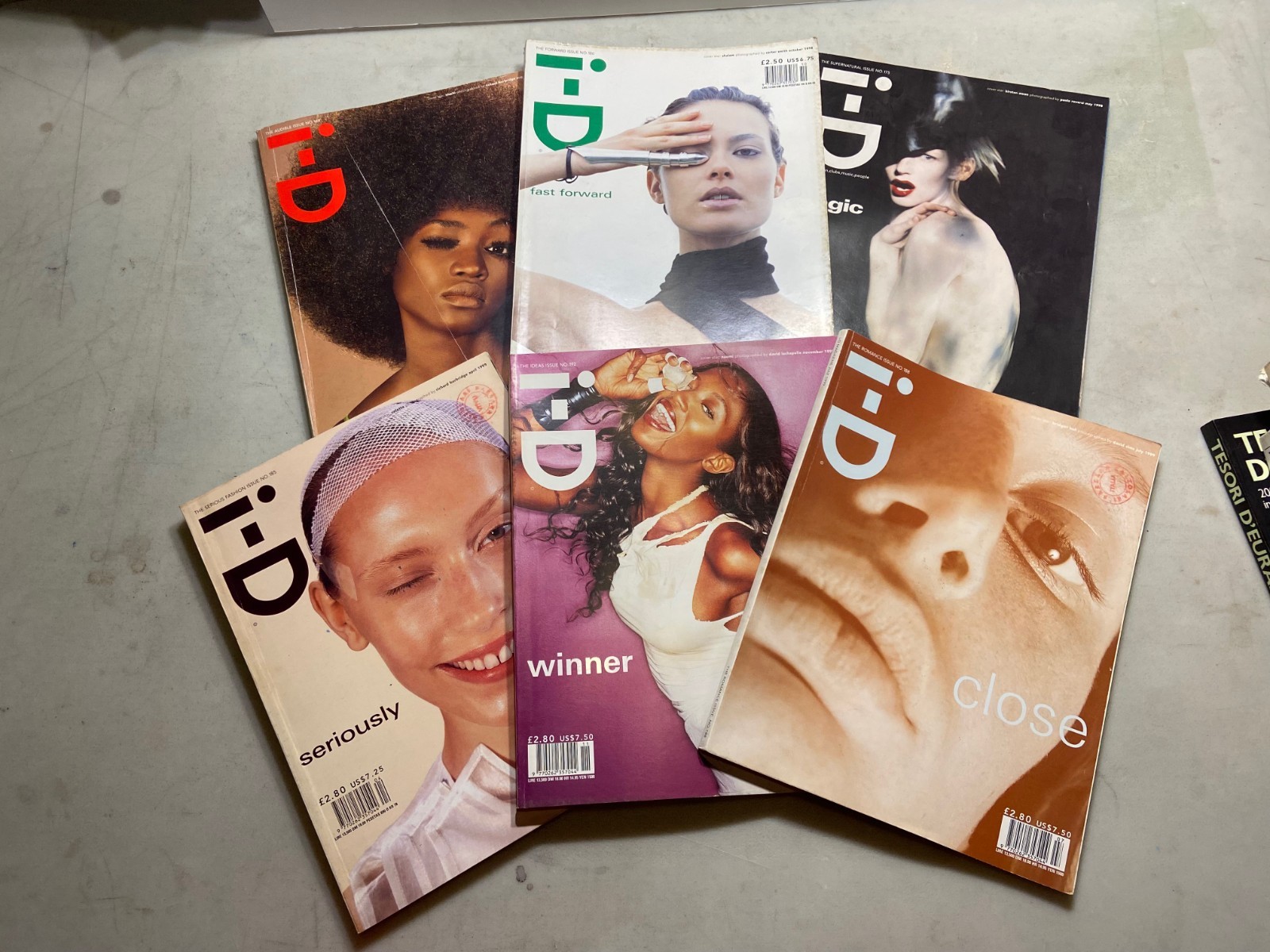 Lotto i-D MAGAZINE anno 1998/99[6 numeri,Kirsten Owen,Bridget Hall,Oluchi