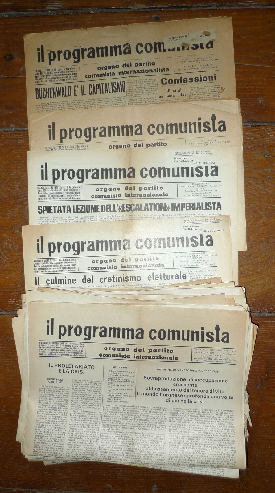 Lotto IL PROGRAMMA COMUNISTA ORGANO DEL PCInt 1960-1975[comunismo,Bordiga