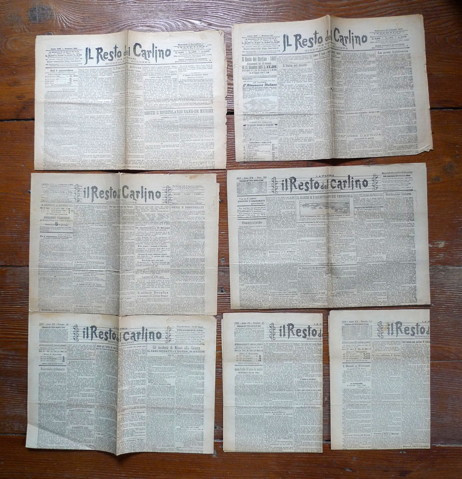 Lotto IL RESTO DEL CARLINO(LA PATRIA )GIORNALE DI BOLOGNA 1896-1903[quotidiano