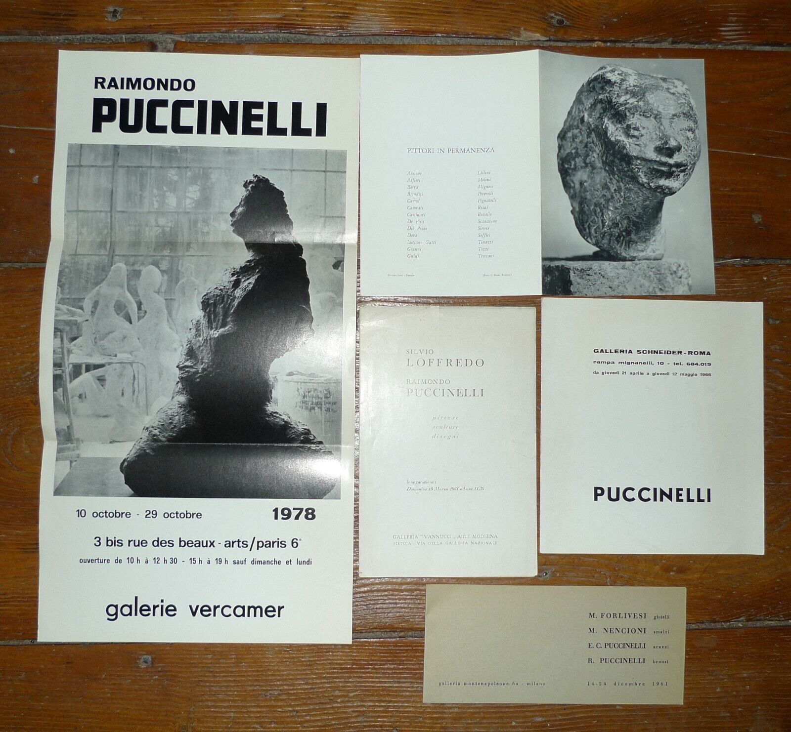 Lotto inviti mostre di RAIMONDO PUCCINELLI 1961[arte contemporanea,scultura