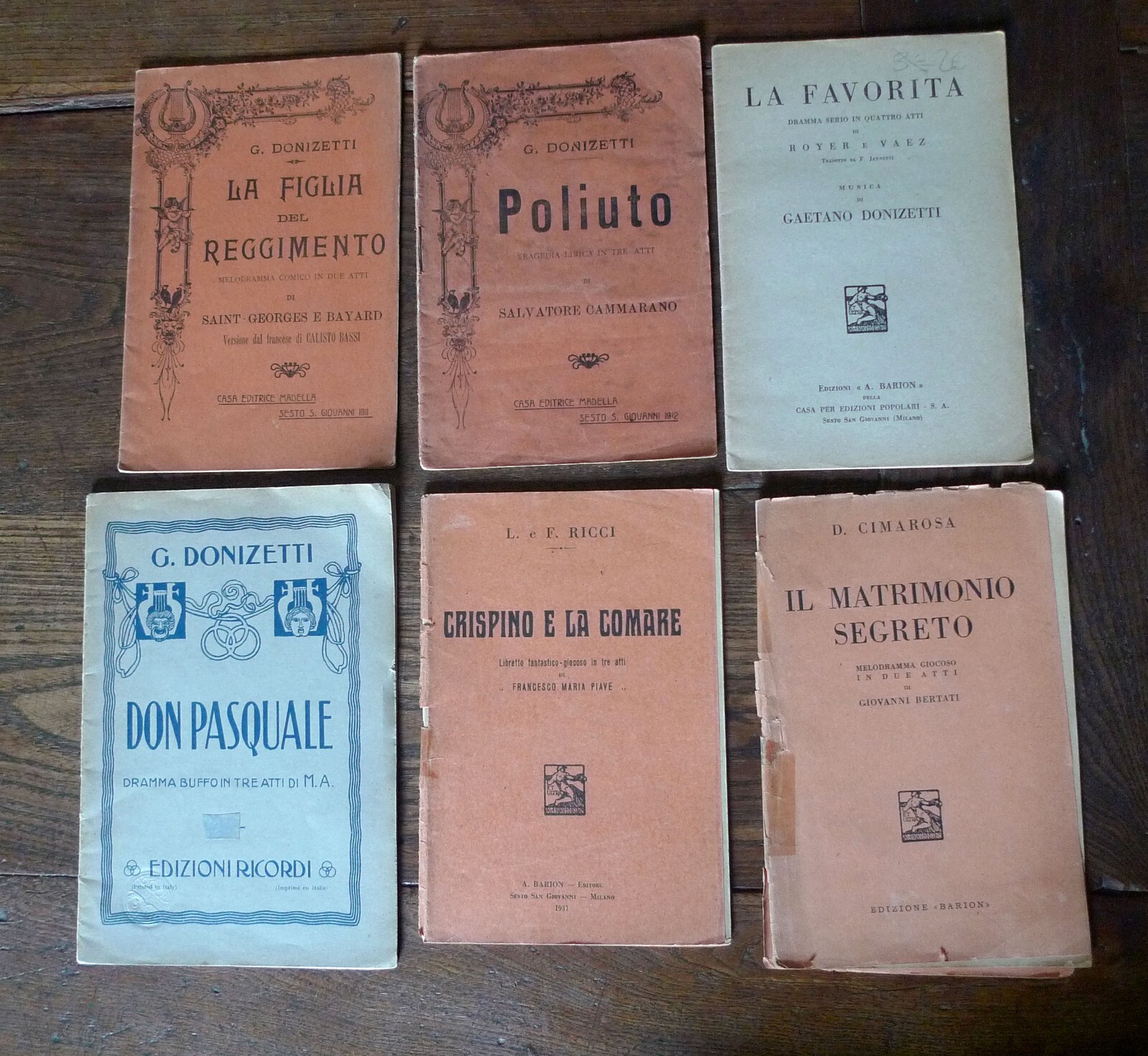 Lotto LIBRETTI D'OPERA:DONIZETTI,L e F. RICCI,COMAROSA,1911-1942[musica lirica
