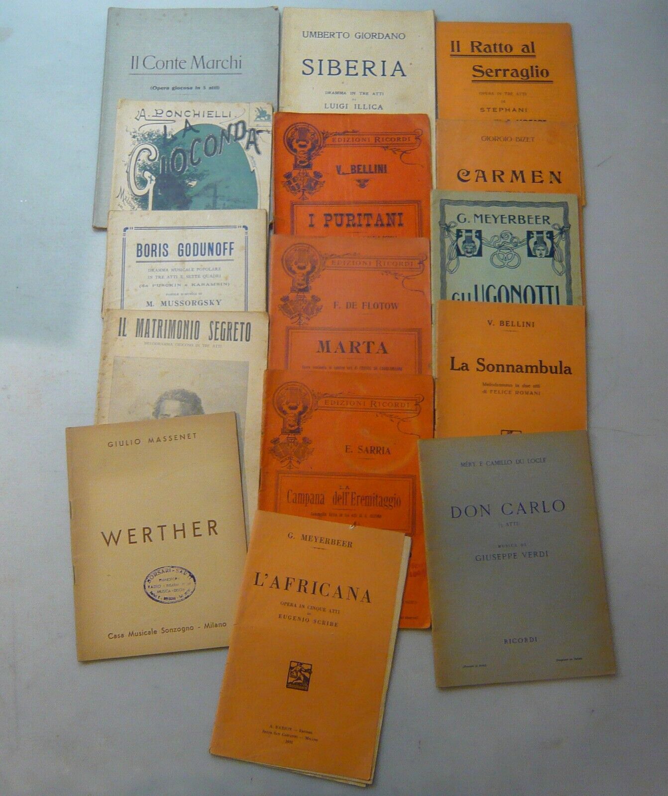 Lotto LIBRETTI D'OPERA[Meyerbeer,Giuseppe Verdi,Bellini,De Flotow, Ponchielli