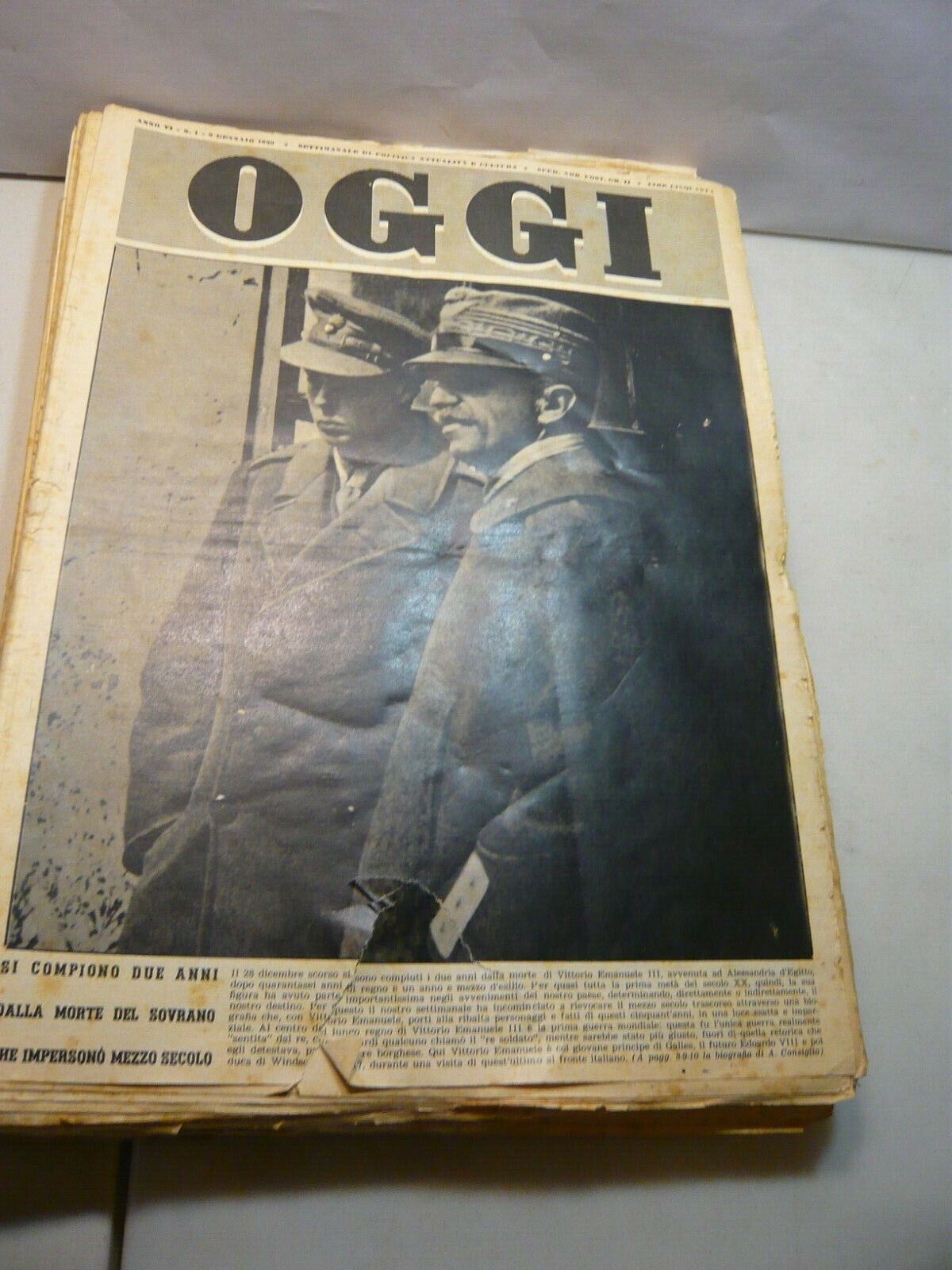 Lotto OGGI.Rivista settimanale di politica, attualità e cultura, 1949, 52 …
