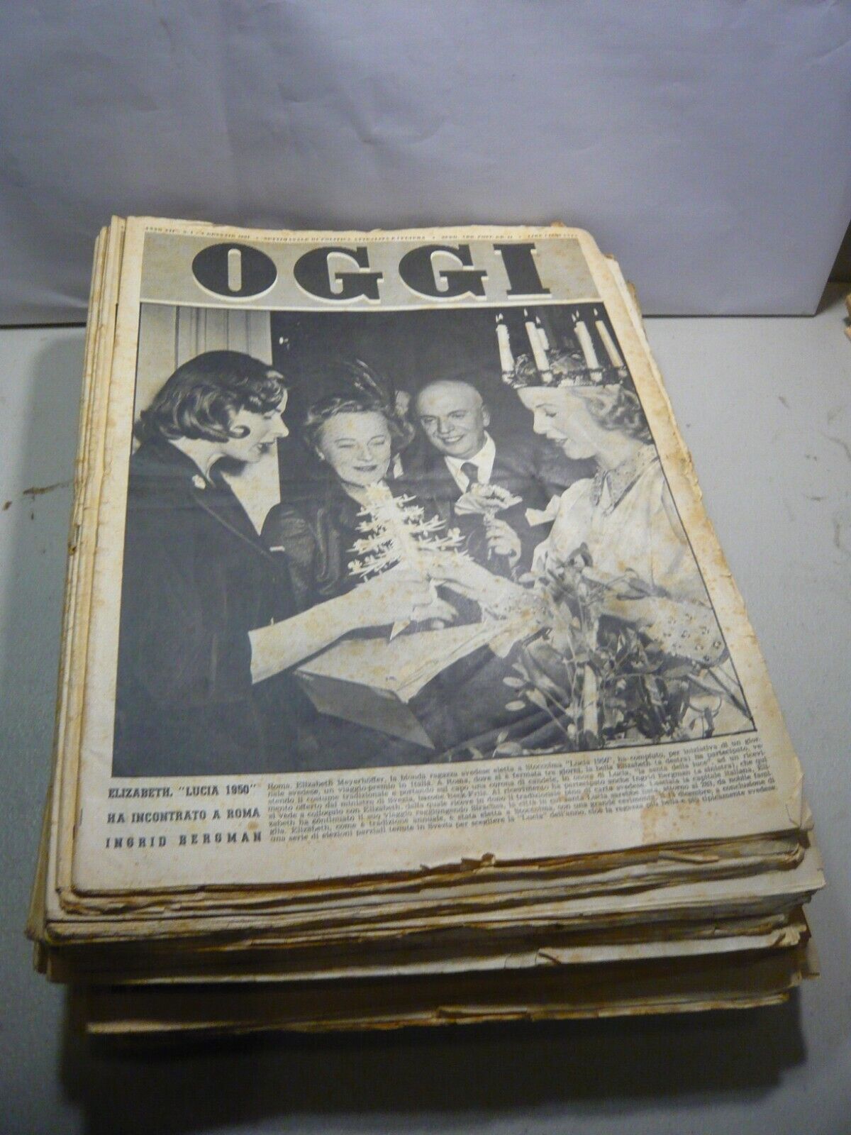 Lotto OGGI.Rivista settimanale di politica, attualità e cultura, 1951, 52 …