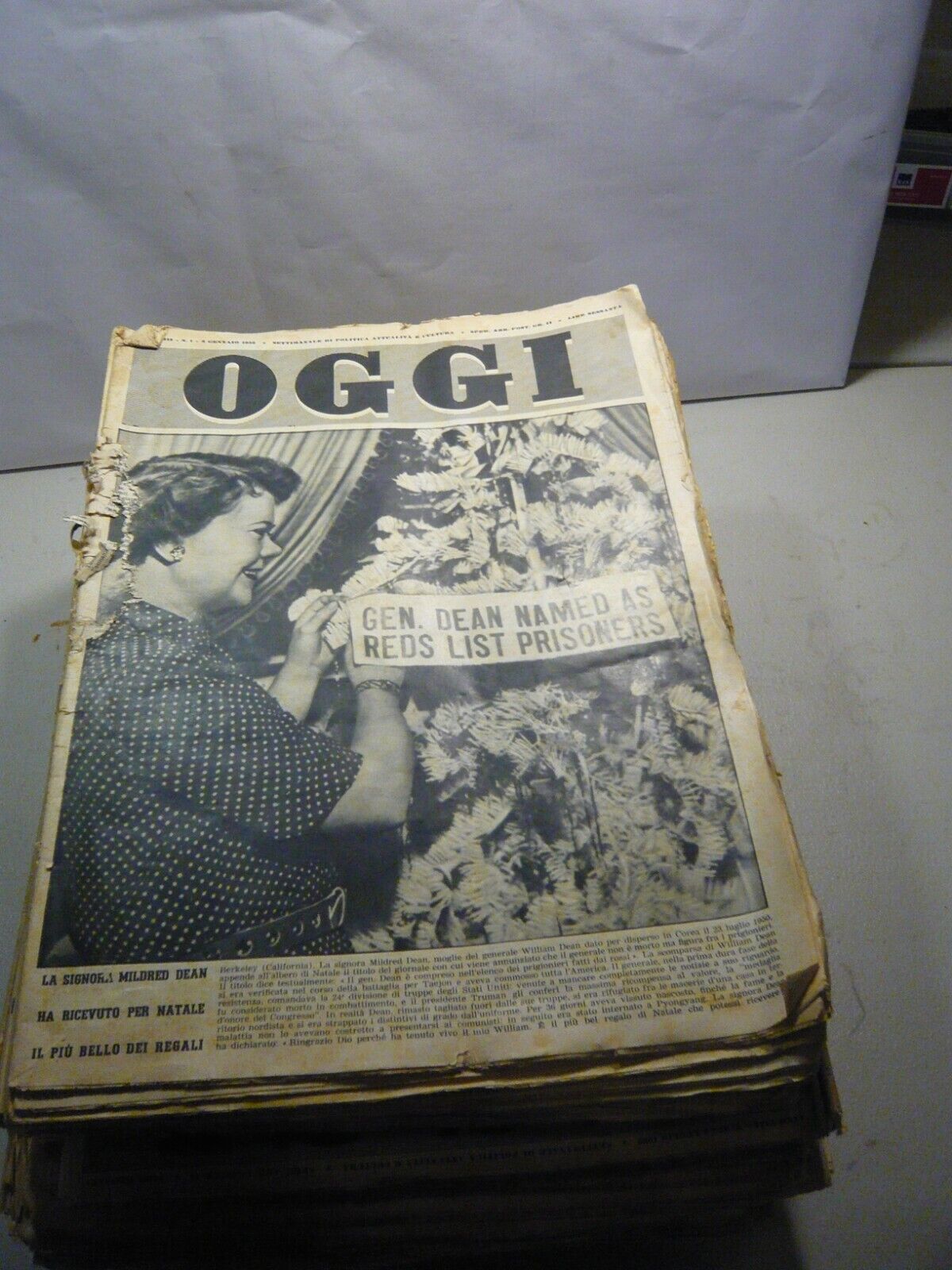 Lotto OGGI.Rivista settimanale di politica, attualità e cultura, 1952, 52 …