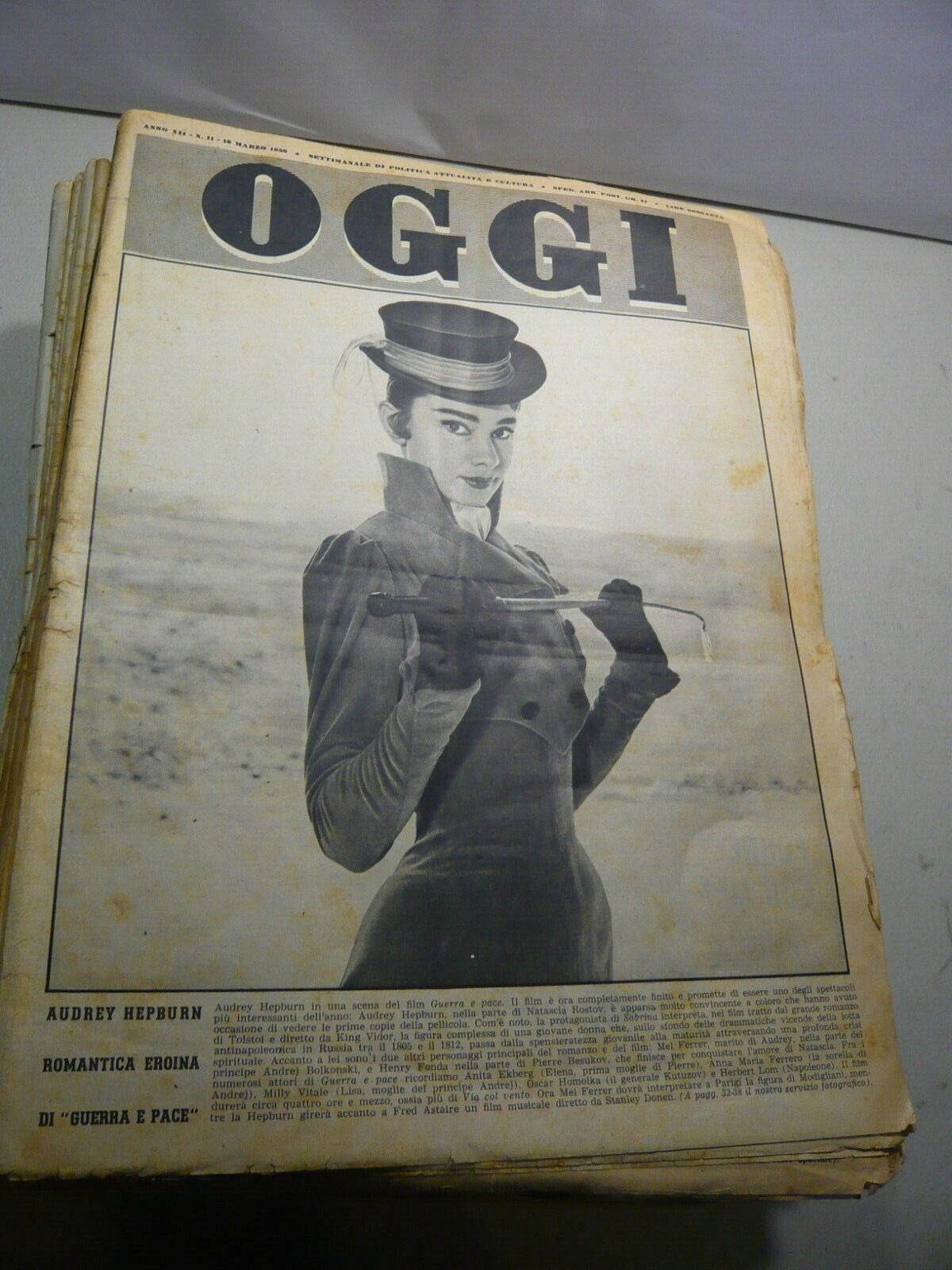 Lotto OGGI.Rivista settimanale di politica, attualità e cultura, 1956, 52 …