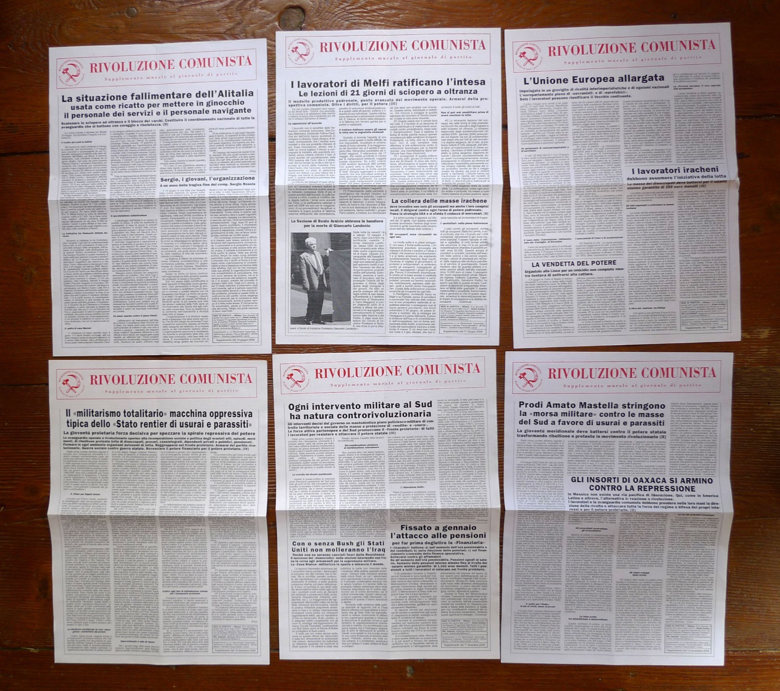 Lotto RIVOLUZIONE COMUNISTA.SUPPLEMENTO MURALE AL GIORNALE DI PARTITO 2004-2021