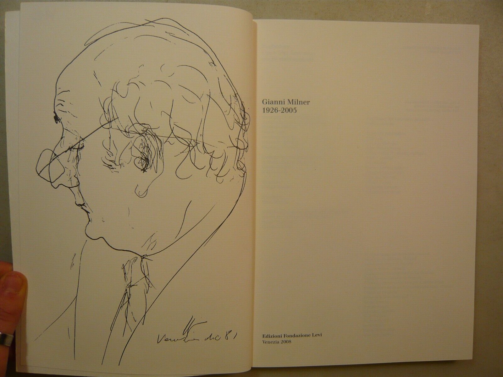 PER GIANNI MILNER 1926-2005 edizioni Fondazione Levi, Venezia 2008