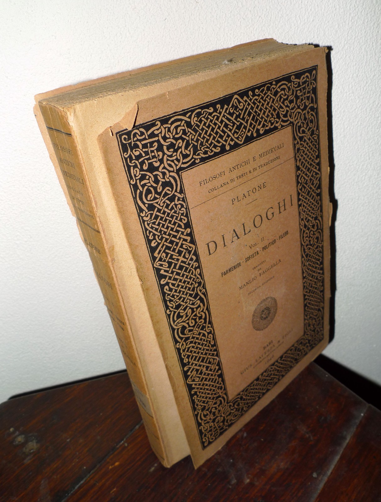 PLATONE,DIALOGHI VOL.II,1946 Laterza[FILOSOFIA,Parmenide,Sofista,Politico,Filebo