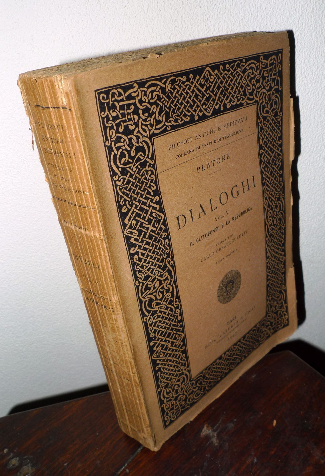 PLATONE,DIALOGHI VOL.V.IL CLITOFONTE E LA REPUBBLICA,1947 Laterza[FILOSOFIA