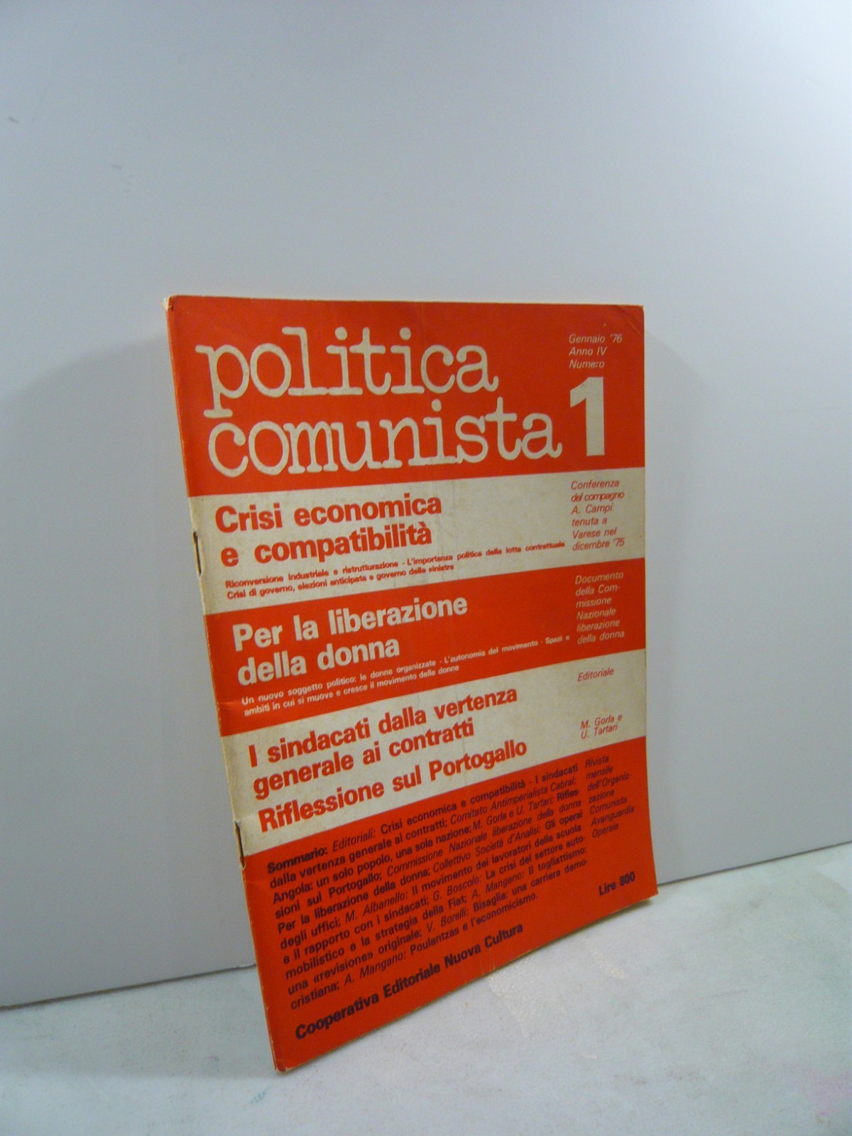 POLITICA COMUNISTA (rivista bimestr. di AVANGUARDIA OPERAIA),n.1/1976