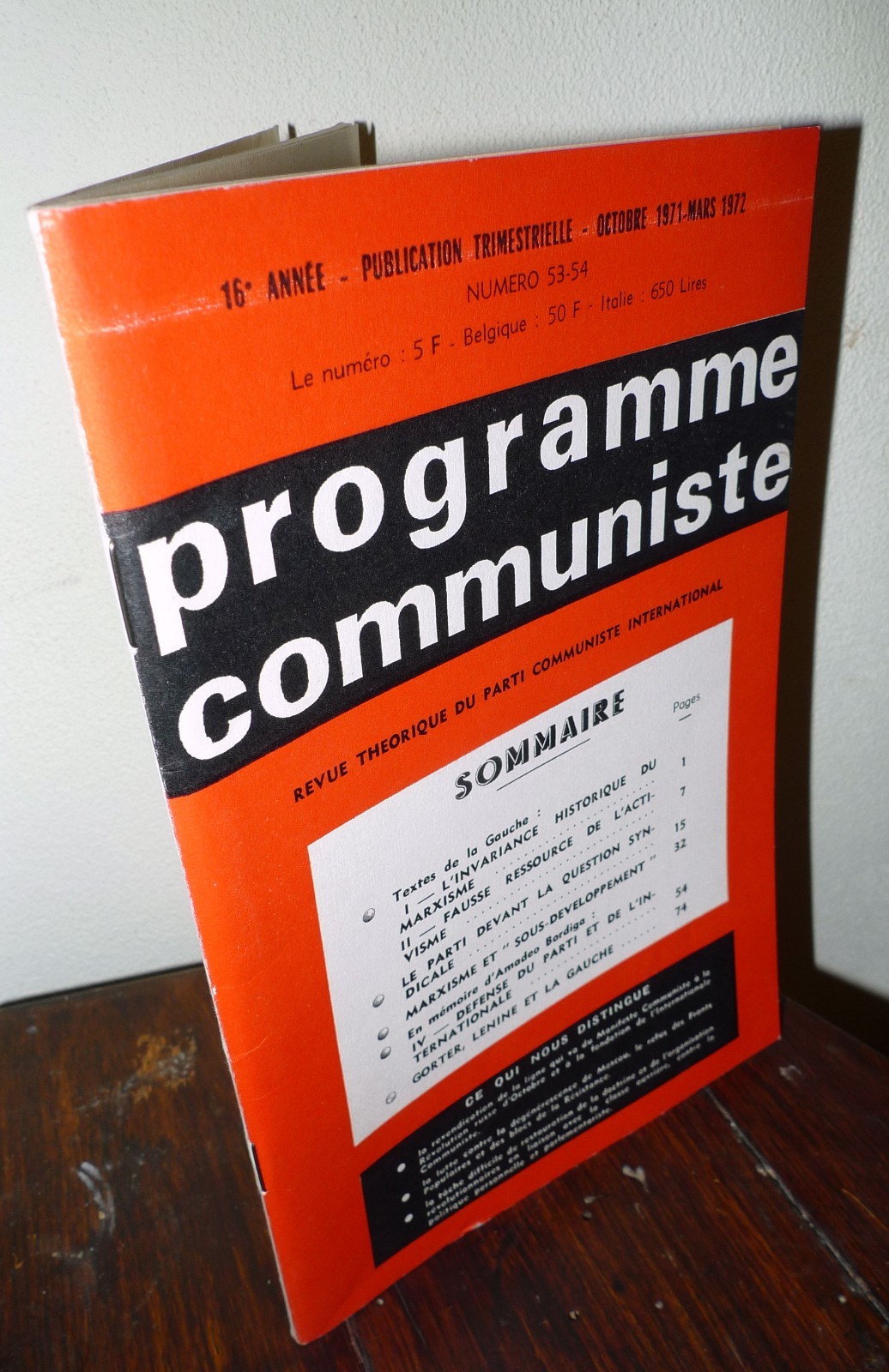 PROGRAMME COMMUNISTE n.53-54 1971[comunismo,PARTI COMMUNISTE INTERNATIONAL,PCInt