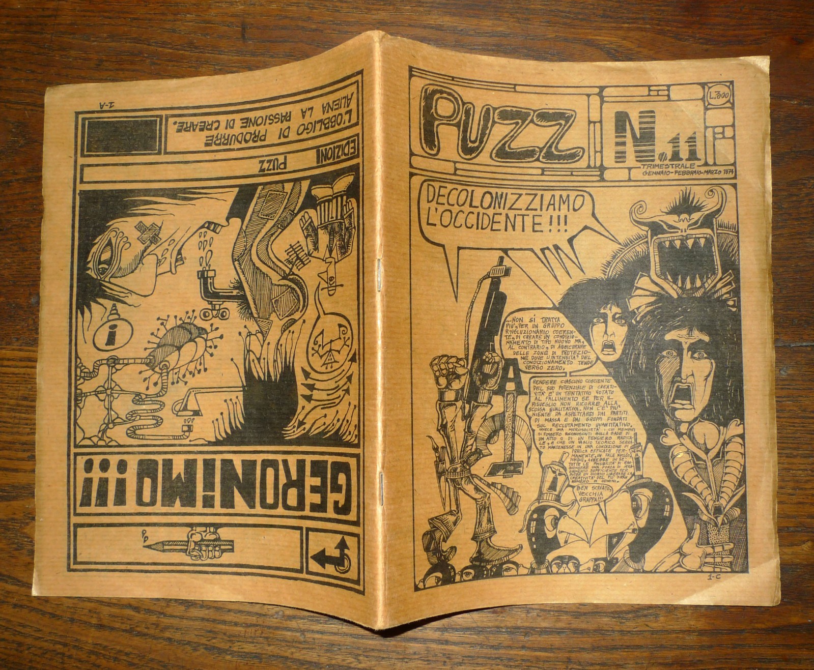 PUZZ n.11 gen-feb-mar 1974.DECOLONIZZIAMO L'OCCIDENTE[rivista,fumetti,Max Capa