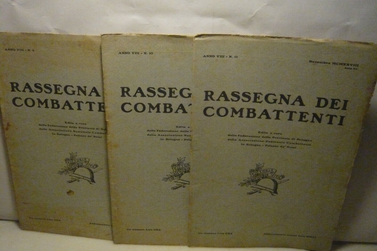 RASSEGNA DEI COMBATTENTI nn. 6-10-11,Bologna 1928